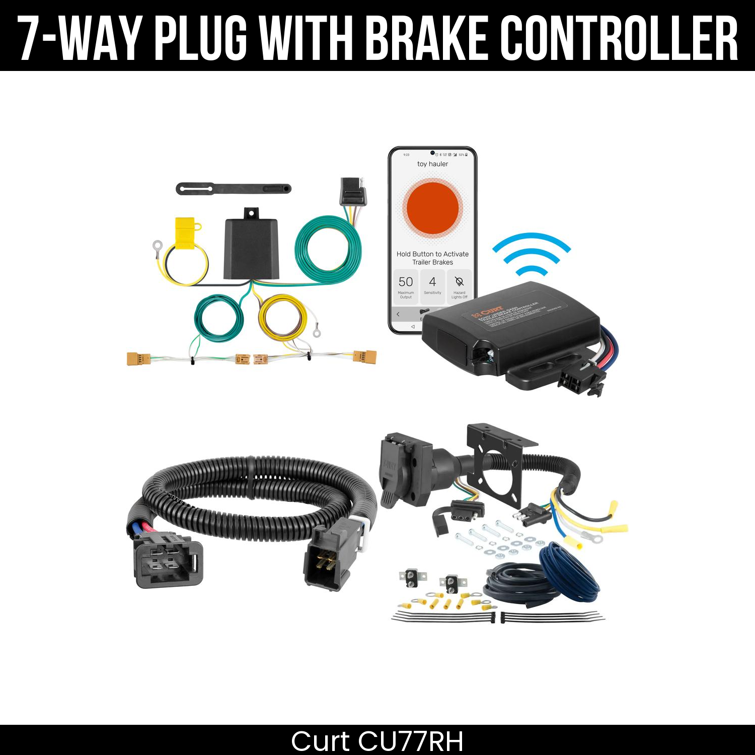 Trailer Wiring 7-Way Plug w/ Bracket , Echo Under-Dash Brake Control