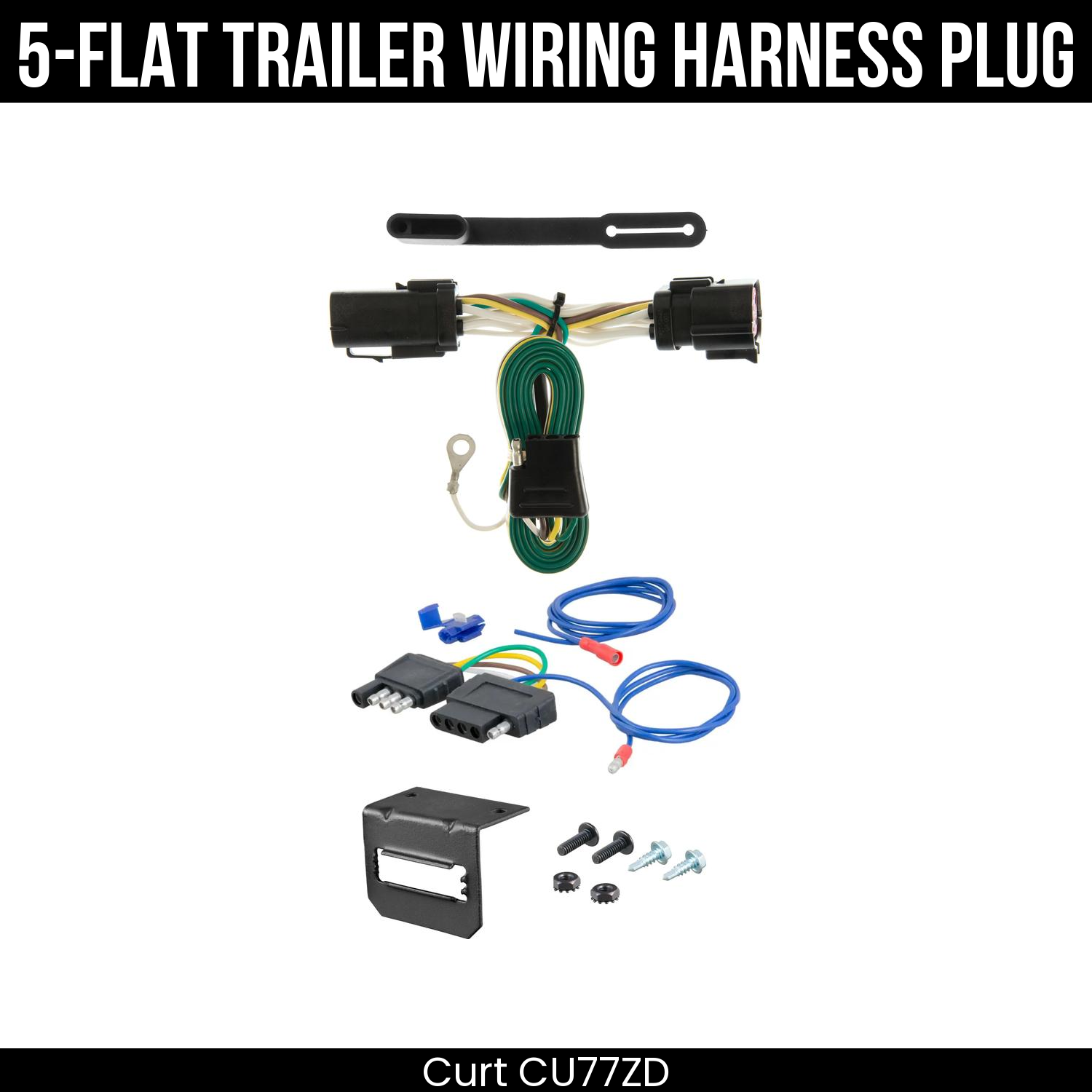 Trailer Wiring 5-Flat Plug w/ Bracket