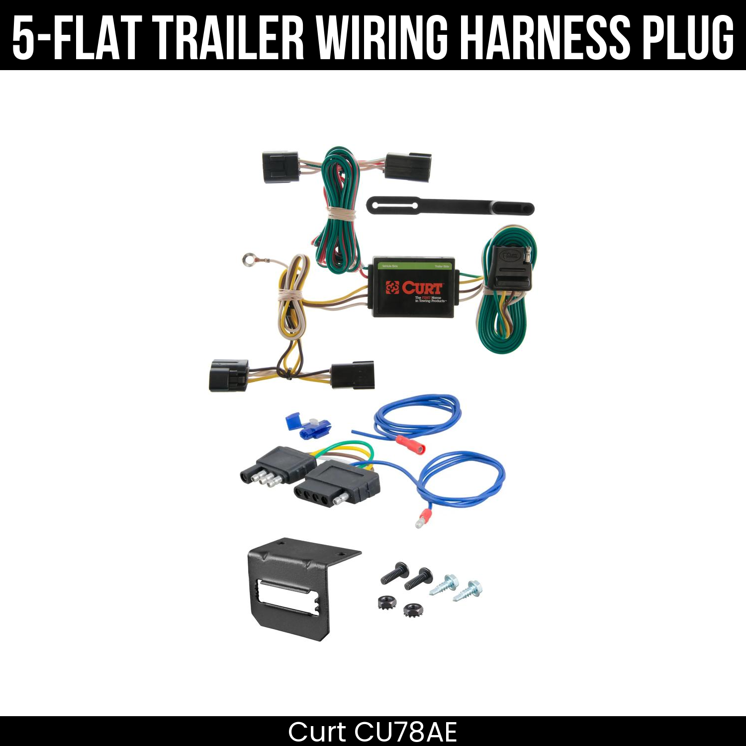 Trailer Wiring 5-Flat Plug w/ Bracket
