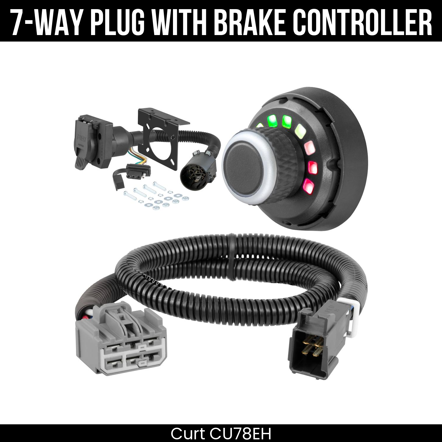 Trailer Wiring 7-Way Plug w/ Bracket , Spectrum Brake Control