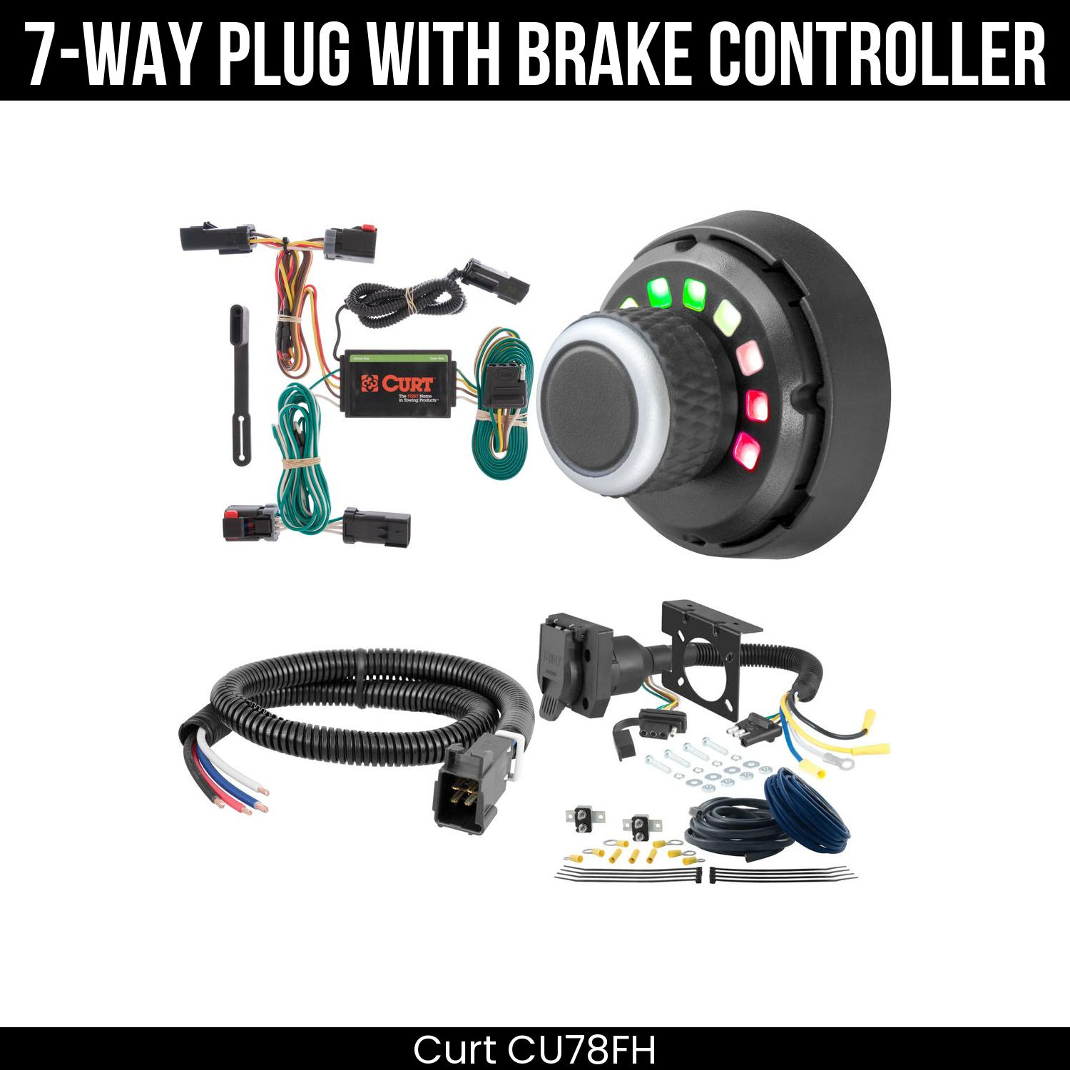 Trailer Wiring 7-Way Plug w/ Bracket , Spectrum Brake Control