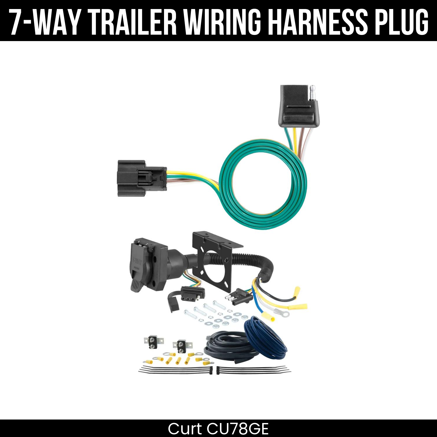 Trailer Wiring 7-Way Plug w/ Bracket