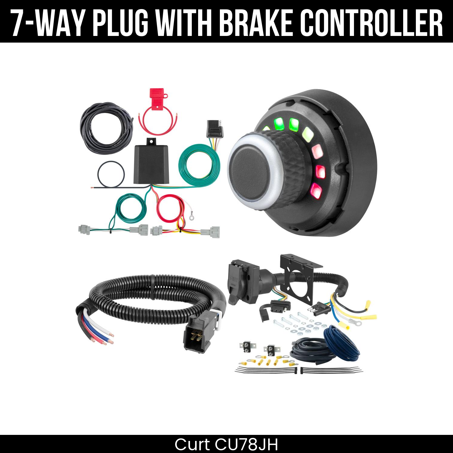 Trailer Wiring 7-Way Plug w/ Bracket , Spectrum Brake Control