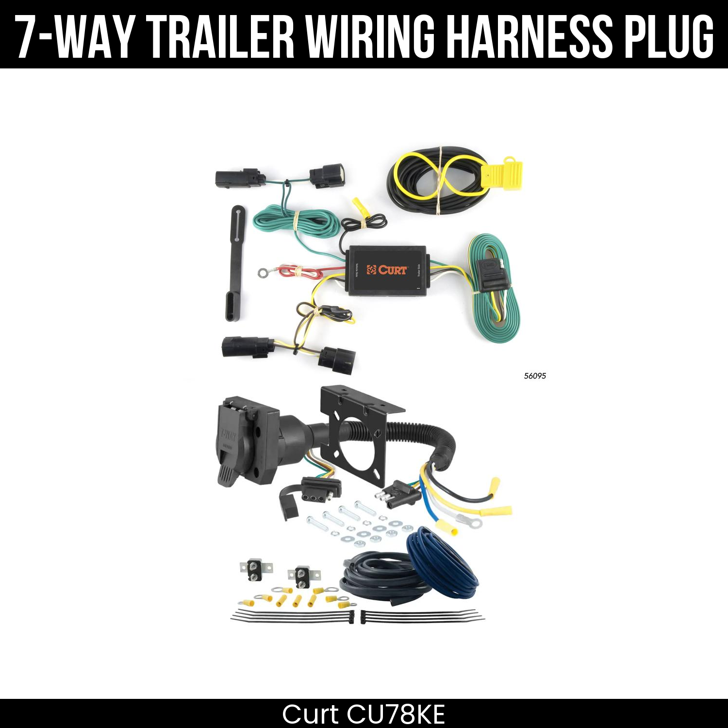 Trailer Wiring 7-Way Plug w/ Bracket