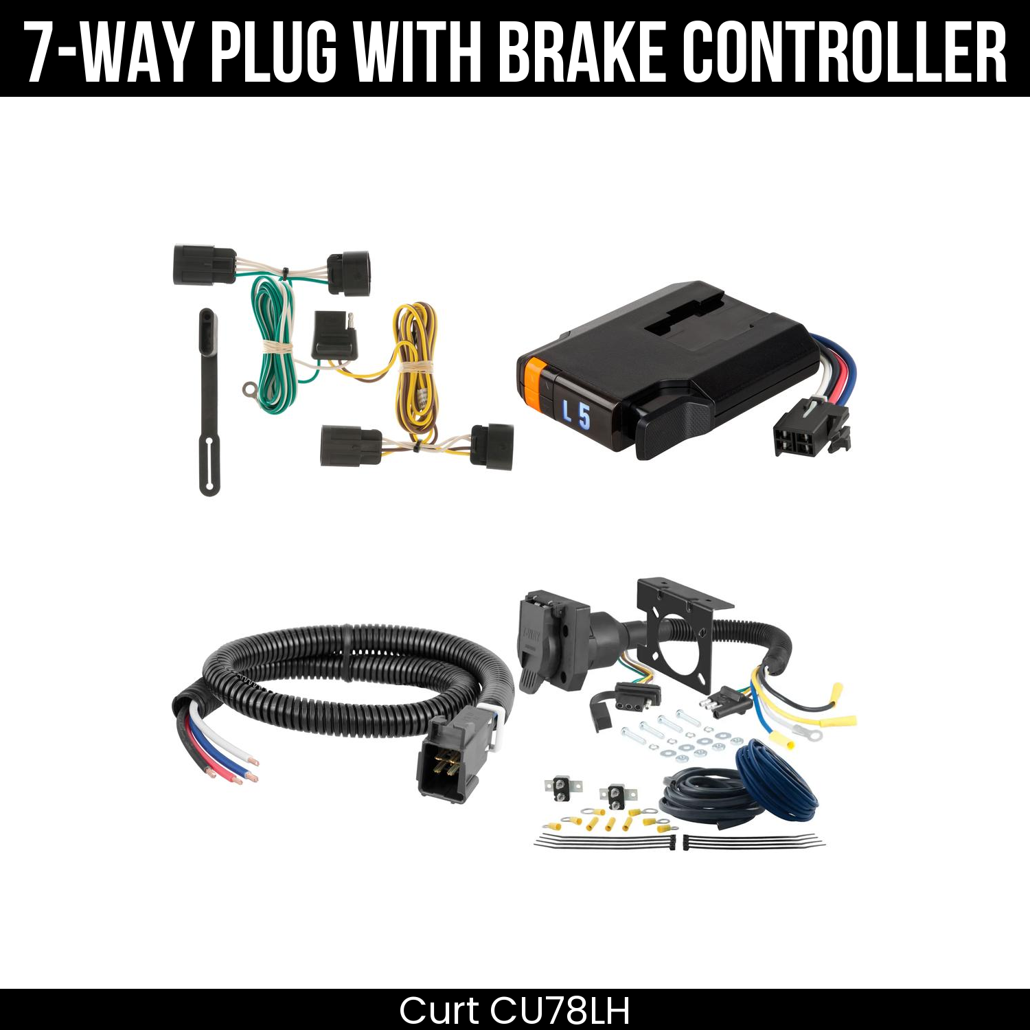 Trailer Wiring 7-Way Plug w/ Bracket , Discovery Next Brake Control