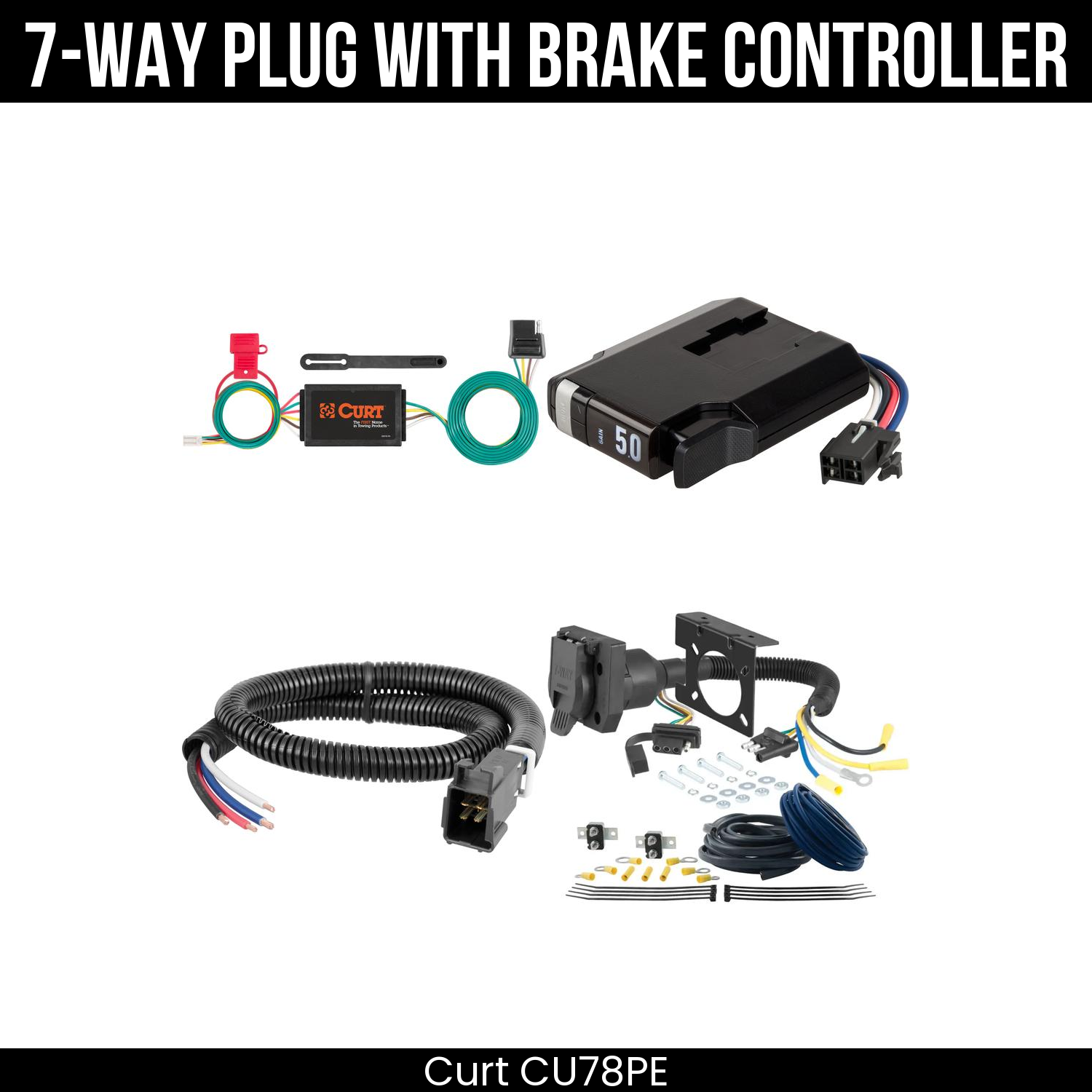 Trailer Wiring 7-Way Plug w/ Bracket , TriFlex NEXT Brake Control