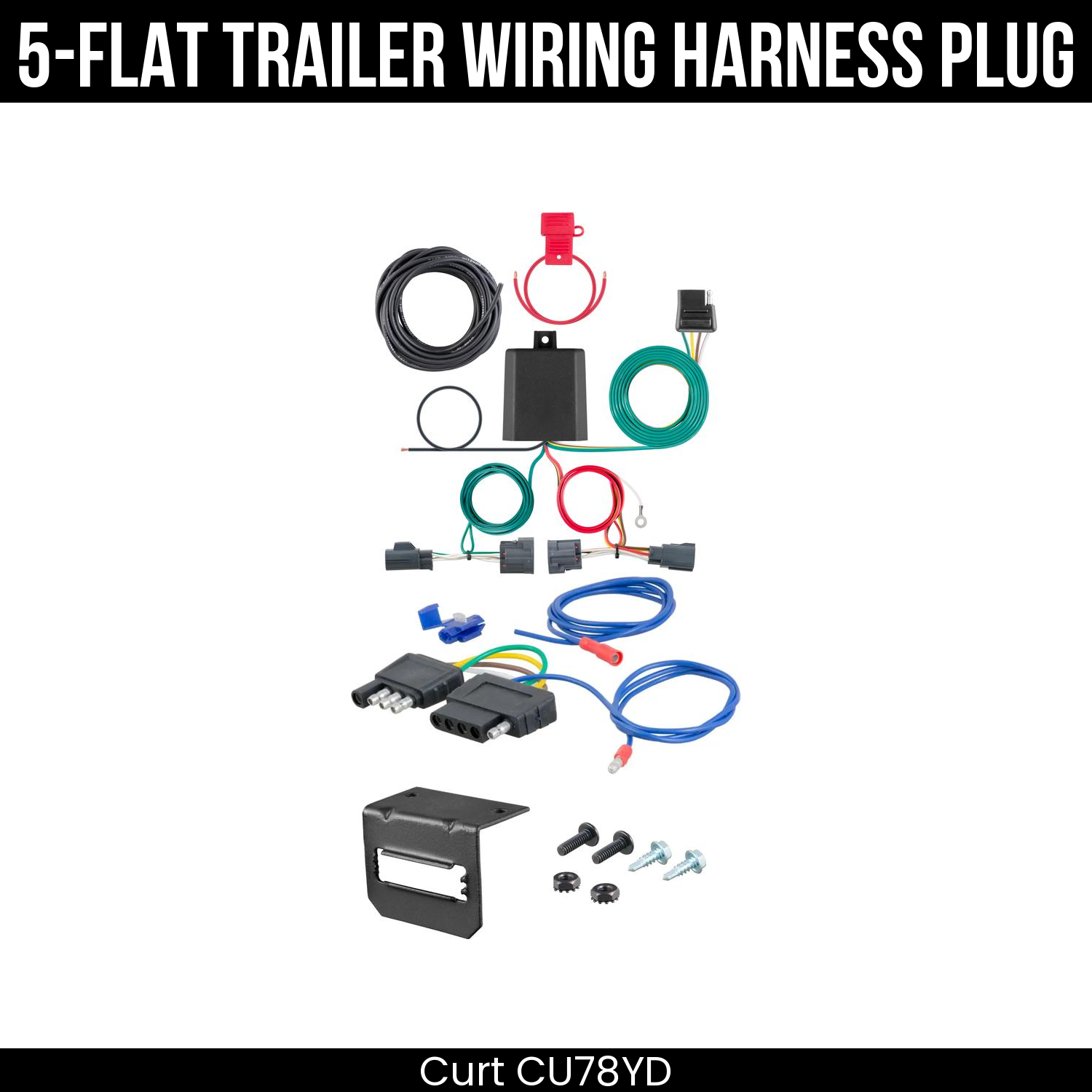 Trailer Wiring 5-Flat Plug w/ Bracket