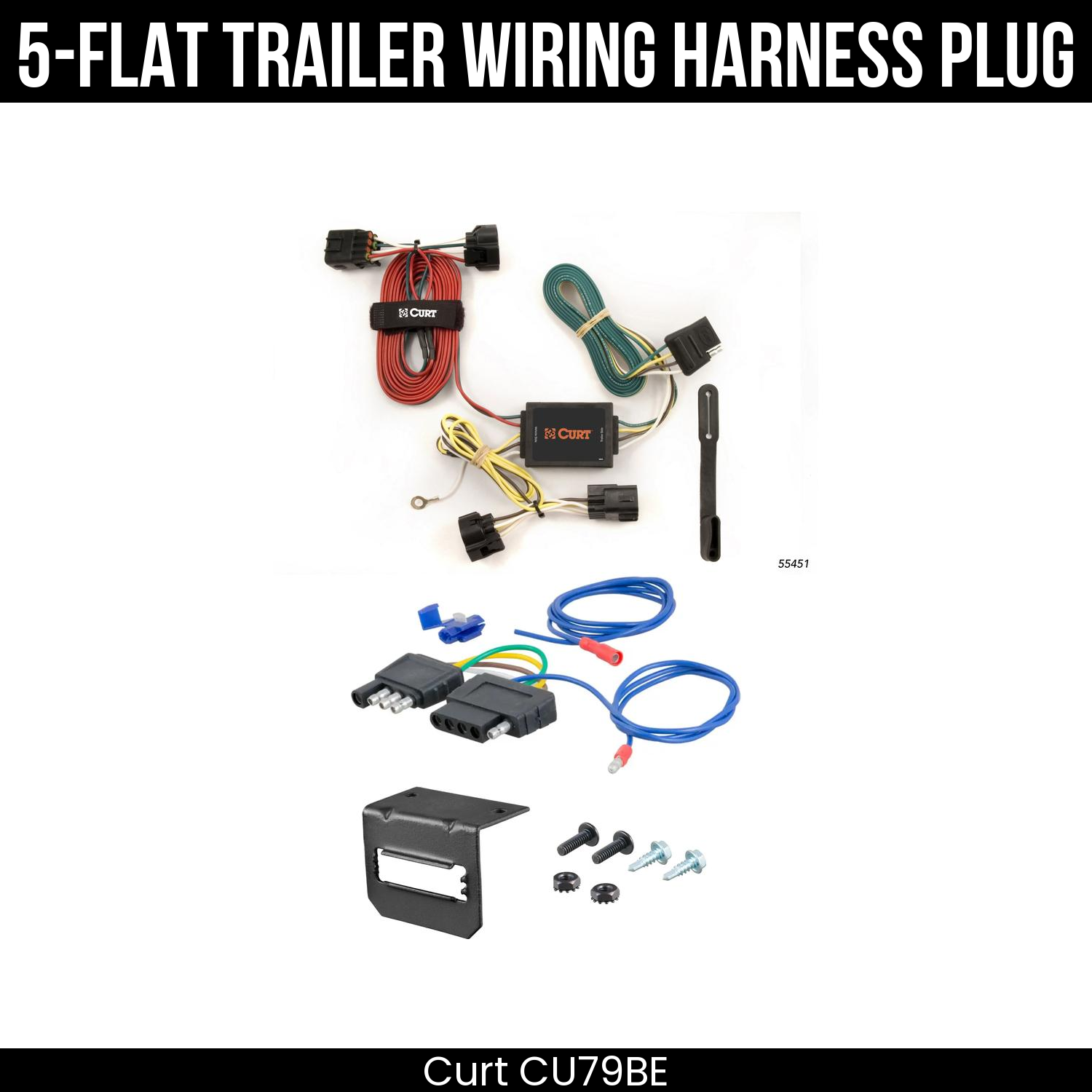 Trailer Wiring 5-Flat Plug w/ Bracket