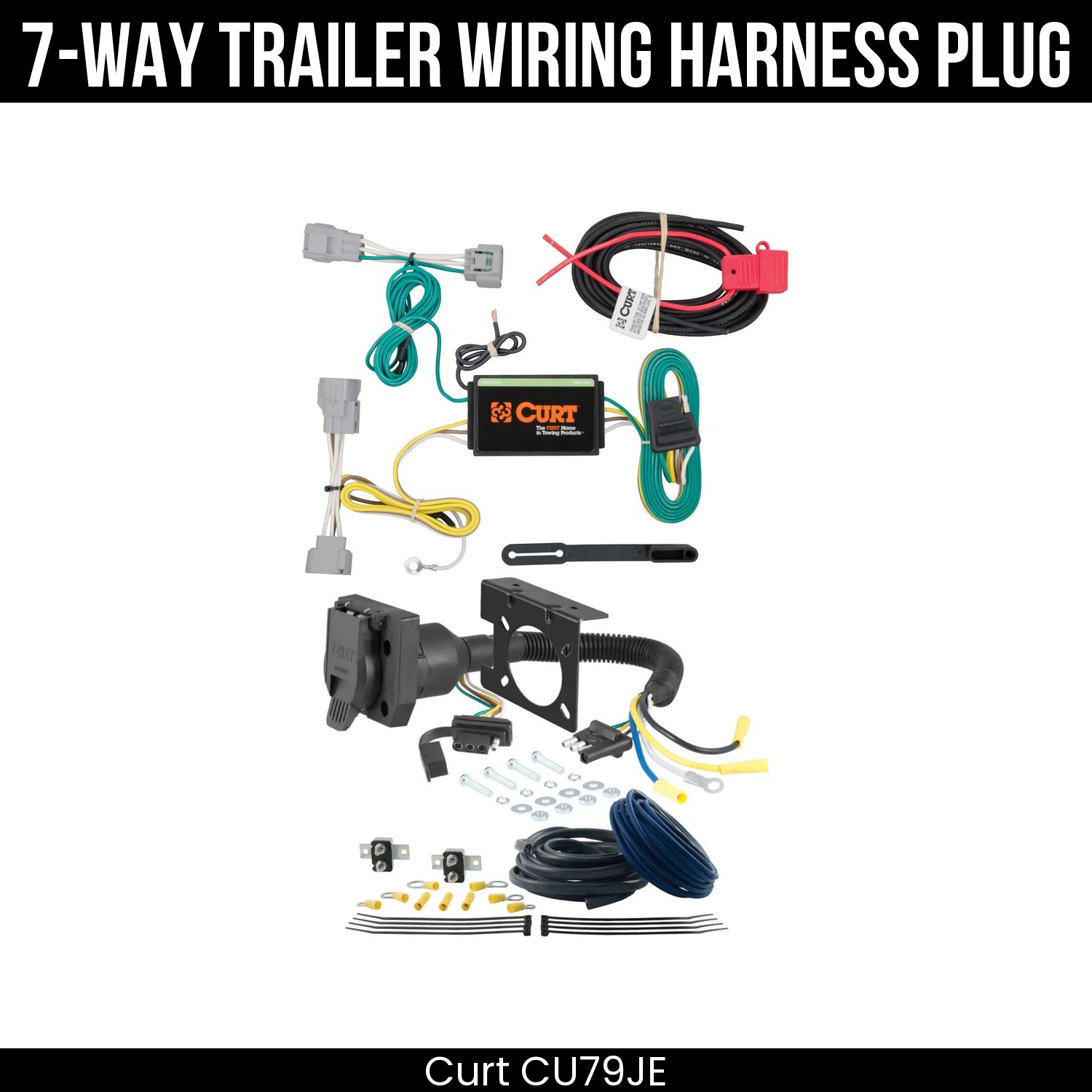 Trailer Wiring 7-Way Plug w/ Bracket