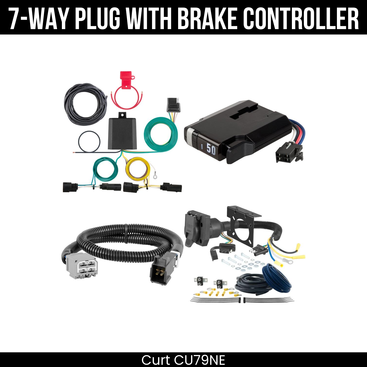 Trailer Wiring 7-Way Plug w/ Bracket , TriFlex NEXT Brake Control