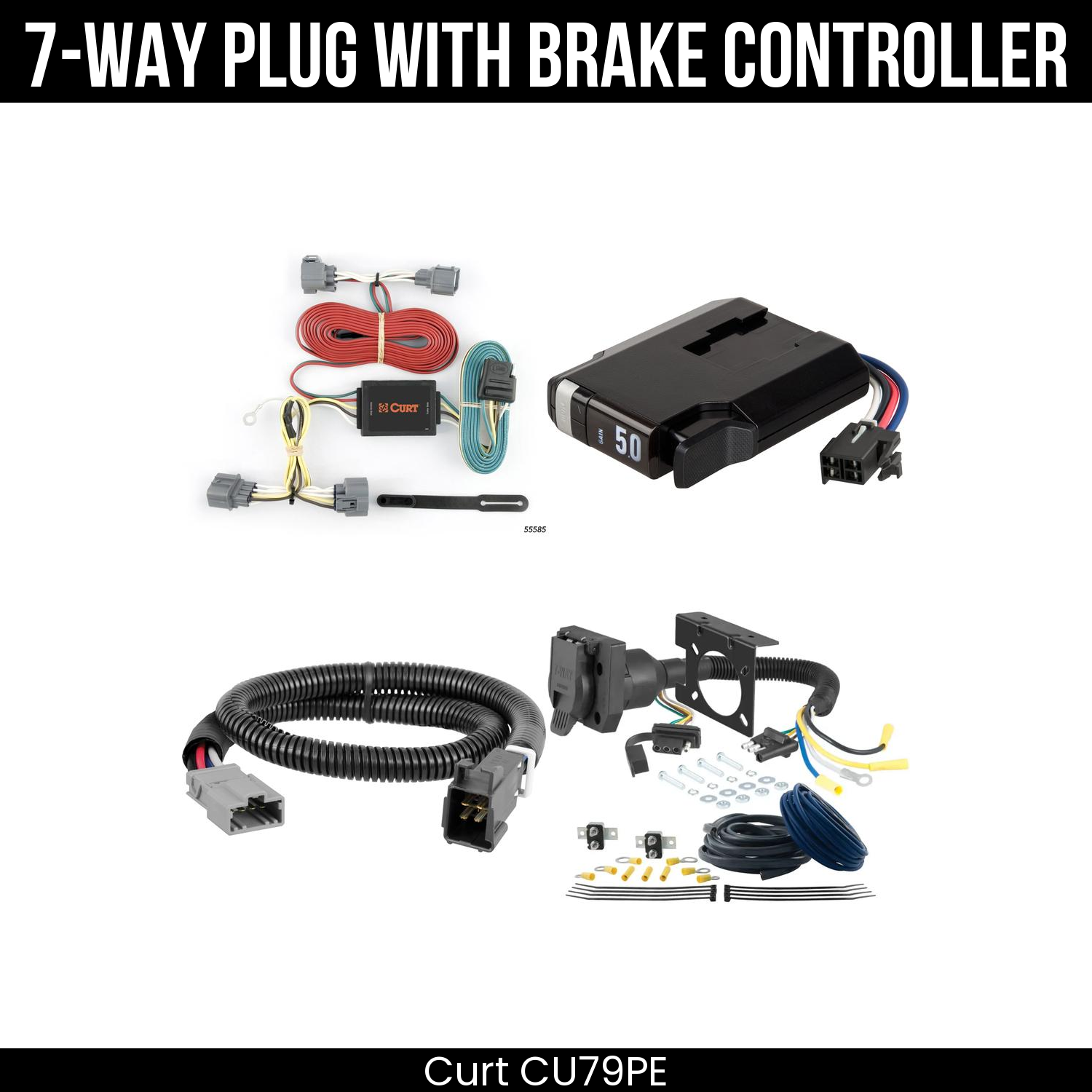 Trailer Wiring 7-Way Plug w/ Bracket , TriFlex NEXT Brake Control