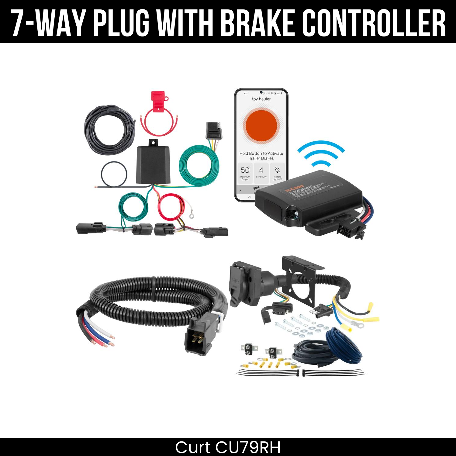 Trailer Wiring 7-Way Plug w/ Bracket , Echo Under-Dash Brake Control