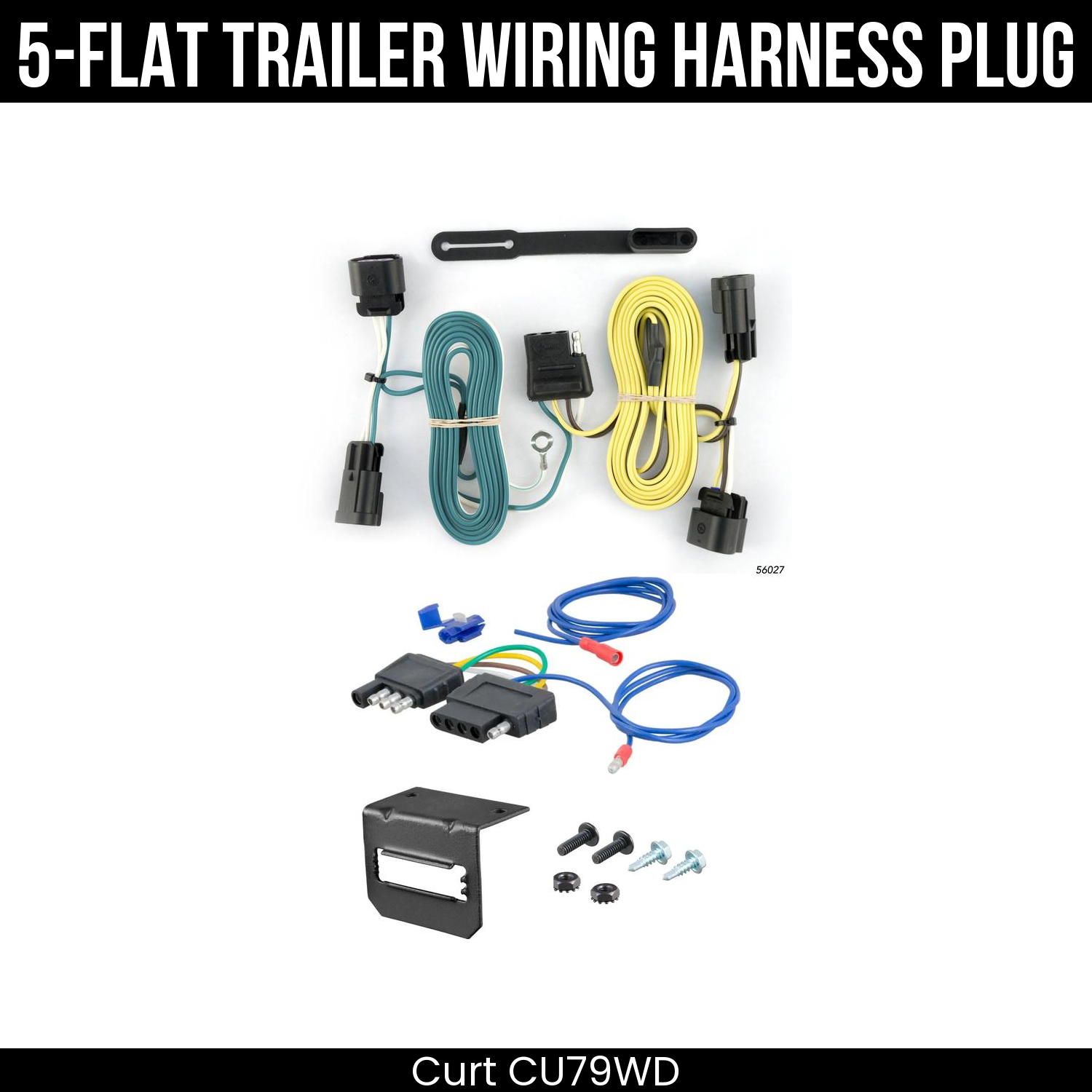 Trailer Wiring 5-Flat Plug w/ Bracket