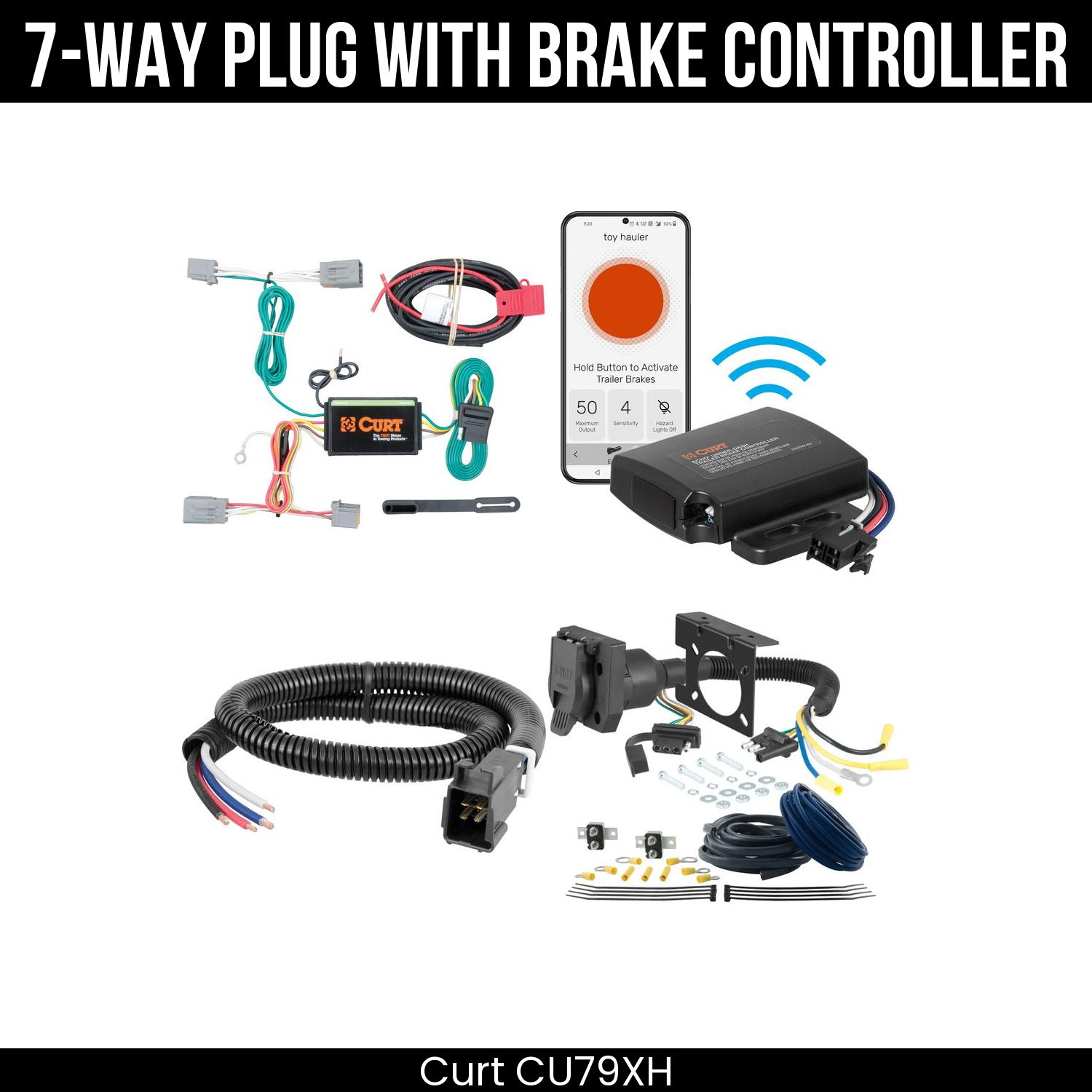 Trailer Wiring 7-Way Plug w/ Bracket , Echo Under-Dash Brake Control