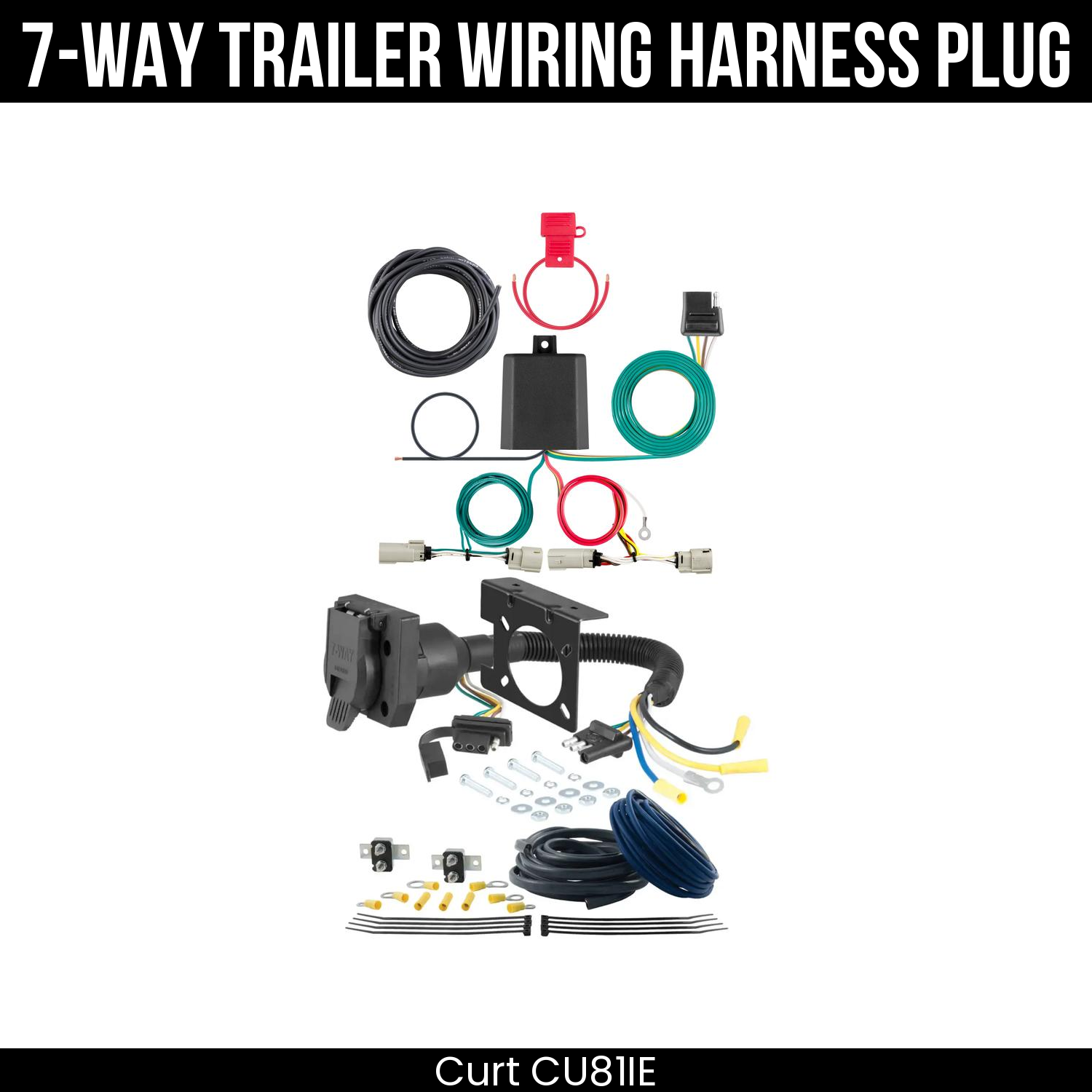 Trailer Wiring 7-Way Plug w/ Bracket
