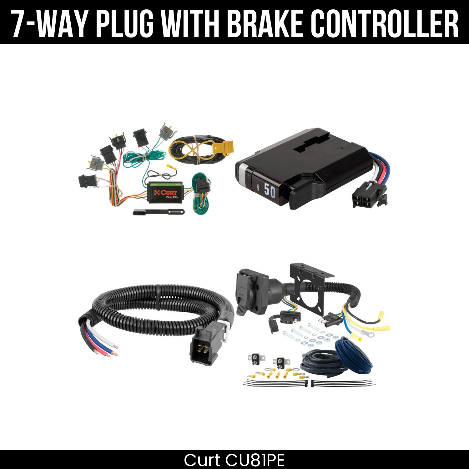 Trailer Wiring 7-Way Plug w/ Bracket , TriFlex NEXT Brake Control