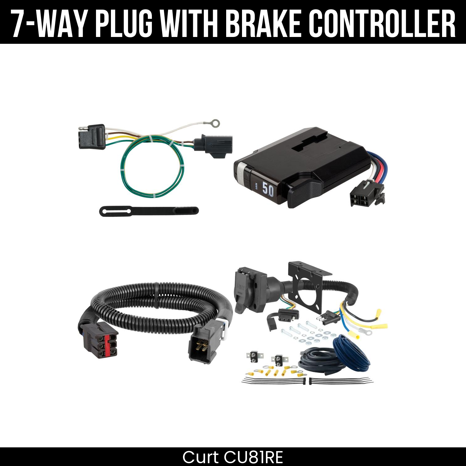 Trailer Wiring 7-Way Plug w/ Bracket , TriFlex NEXT Brake Control