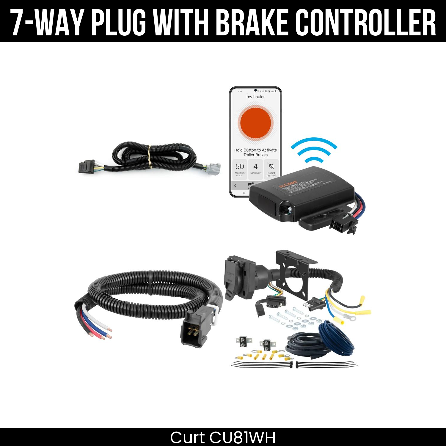 Trailer Wiring 7-Way Plug w/ Bracket , Echo Under-Dash Brake Control