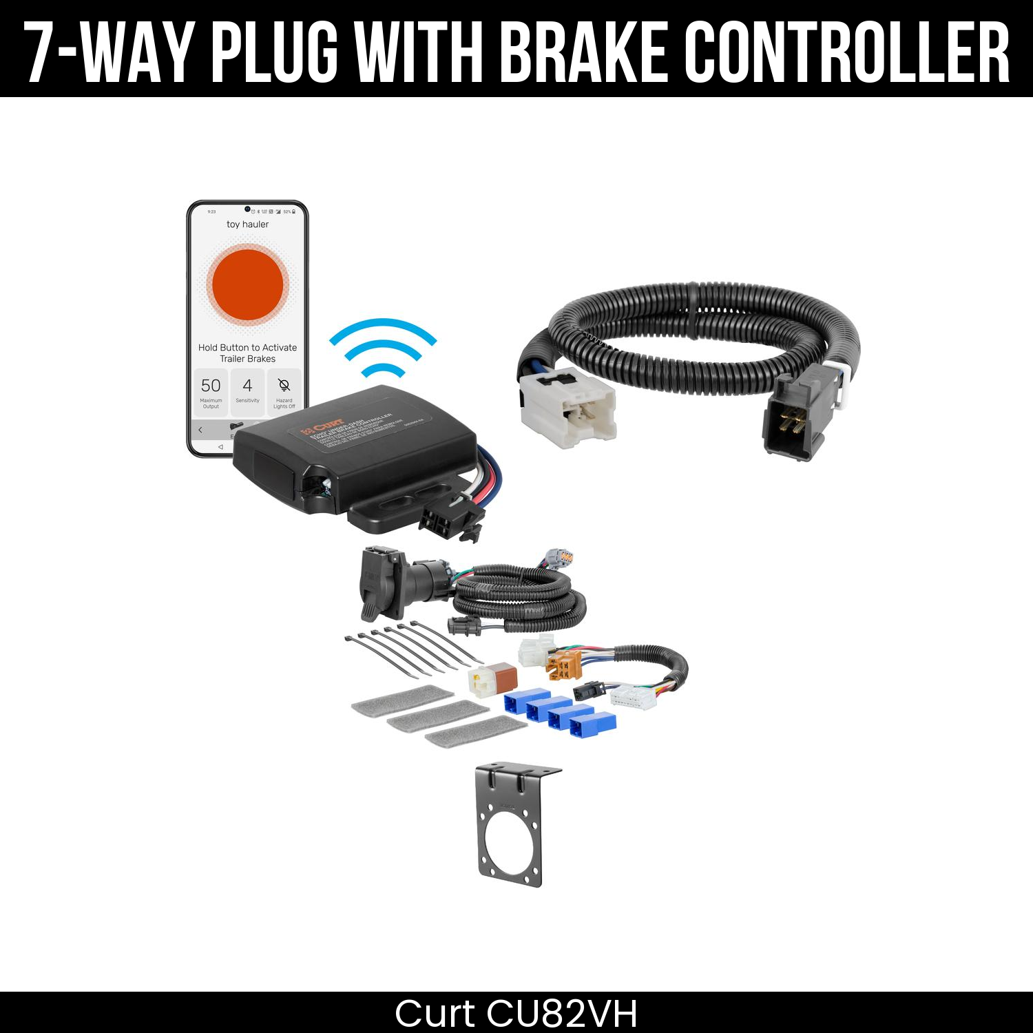 Trailer Wiring 7-Way Plug w/ Bracket , Echo Under-Dash Brake Control
