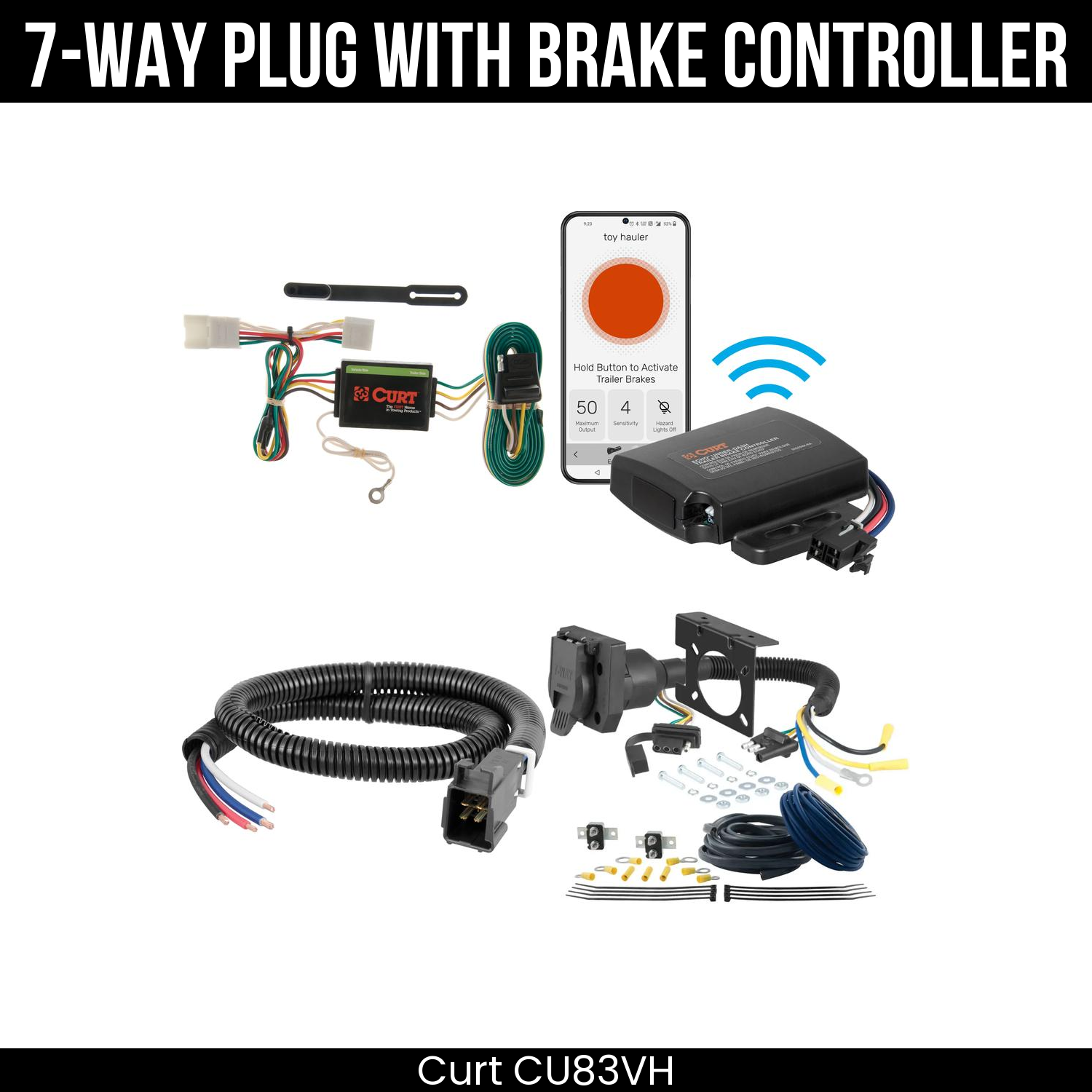 Trailer Wiring 7-Way Plug w/ Bracket , Echo Under-Dash Brake Control
