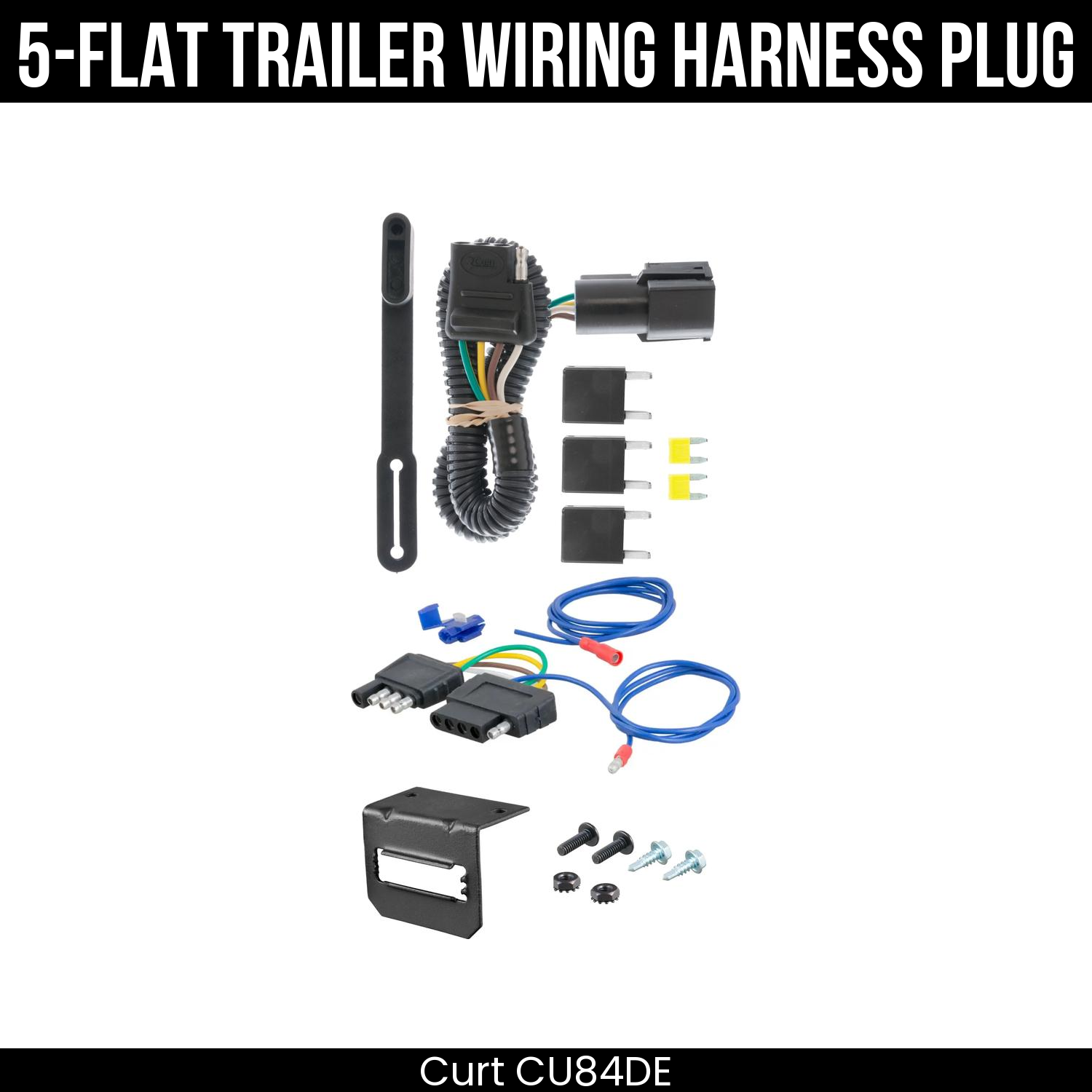 Trailer Wiring 5-Flat Plug w/ Bracket