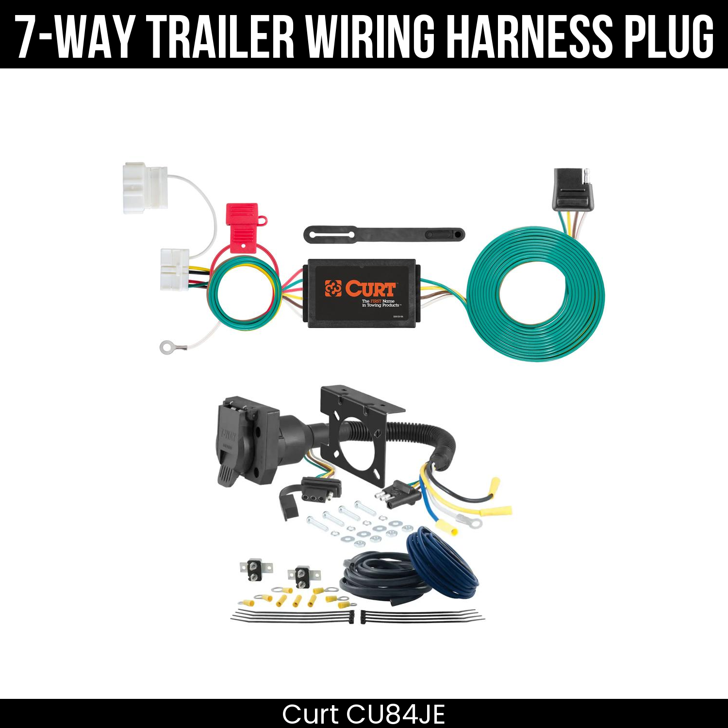 Trailer Wiring 7-Way Plug w/ Bracket