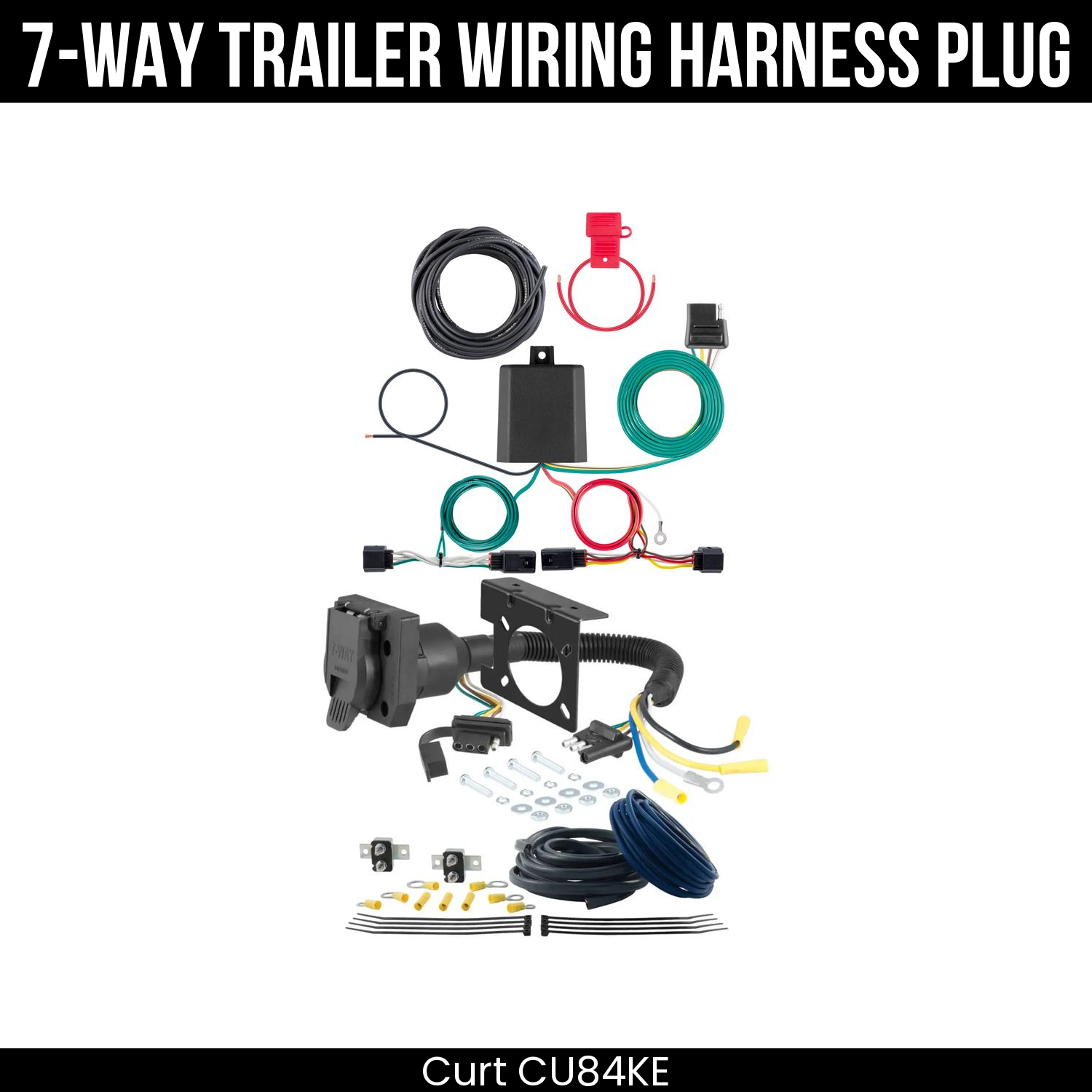 Trailer Wiring 7-Way Plug w/ Bracket