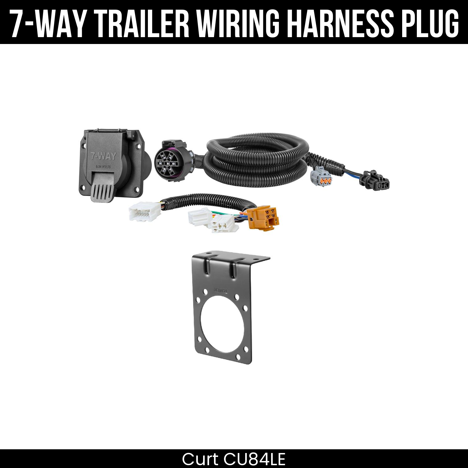 Trailer Wiring 7-Way Plug w/ Bracket