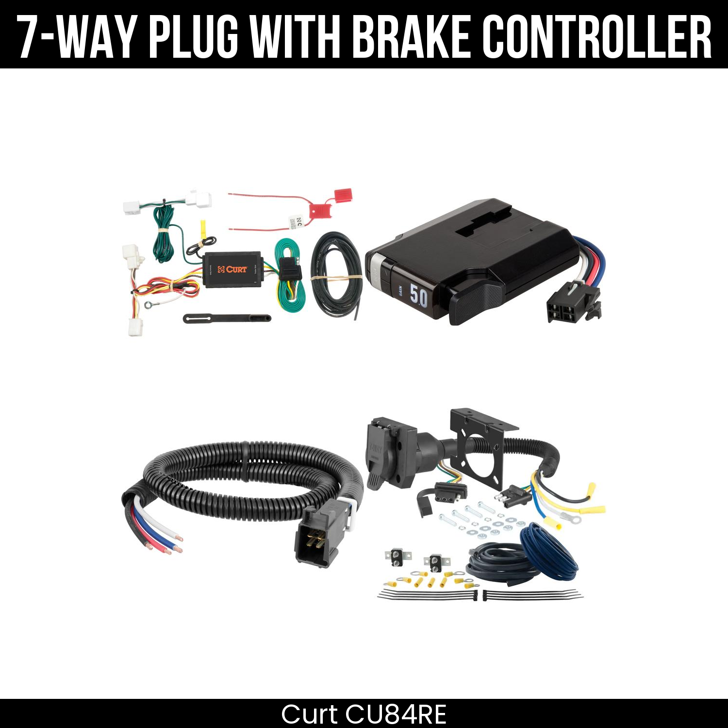 Trailer Wiring 7-Way Plug w/ Bracket , TriFlex NEXT Brake Control