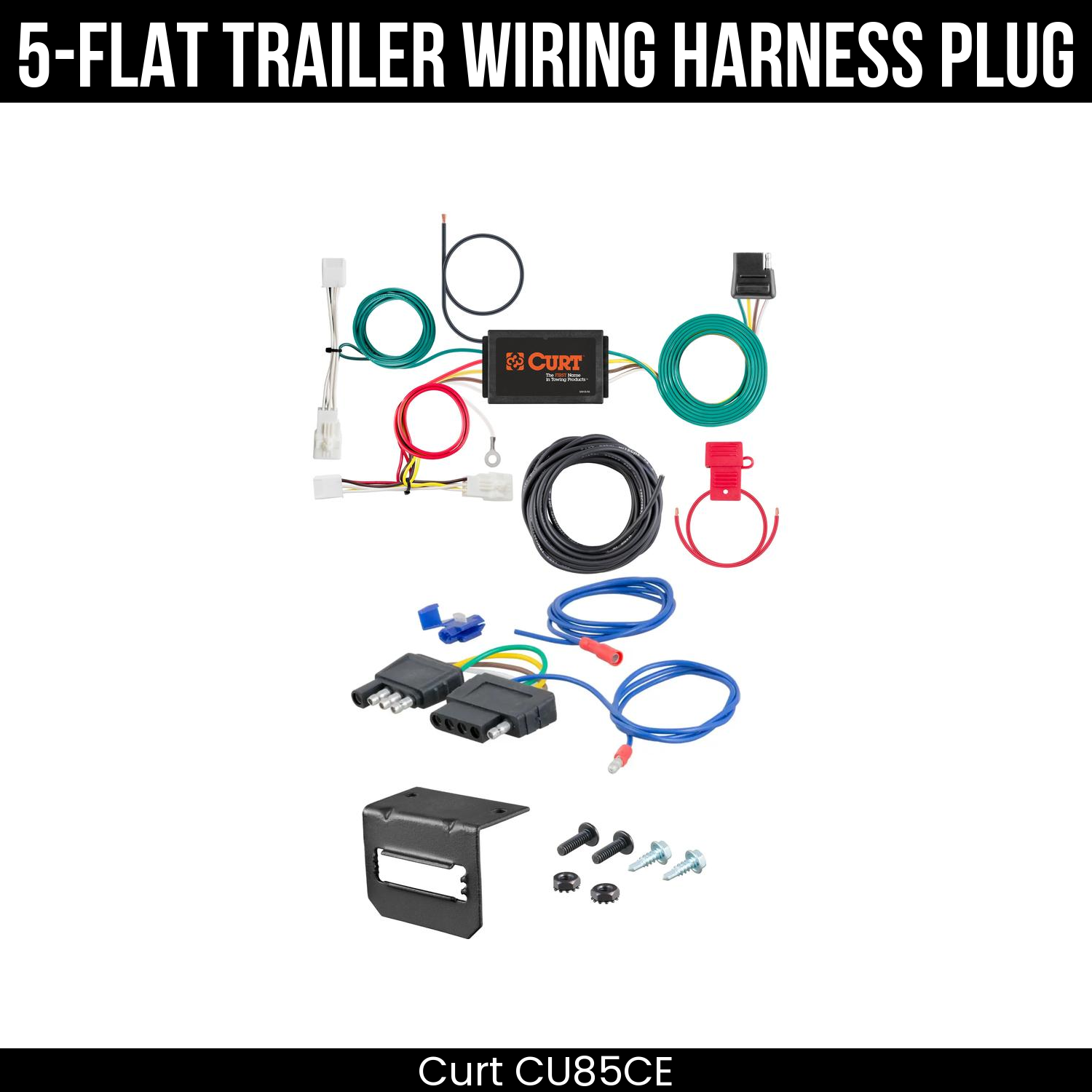 Trailer Wiring 5-Flat Plug w/ Bracket