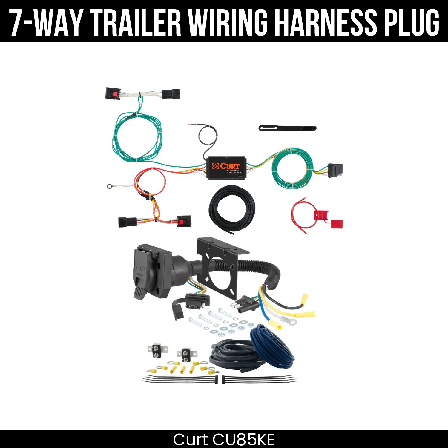 Trailer Wiring 7-Way Plug w/ Bracket