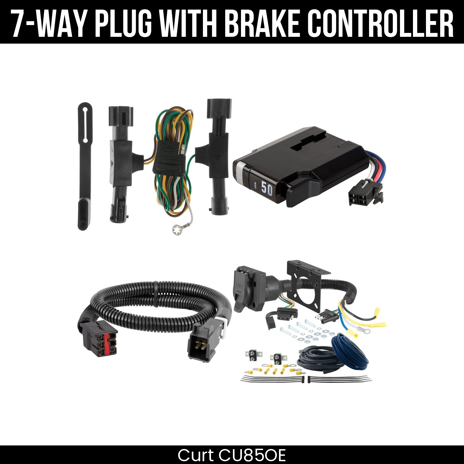 Trailer Wiring 7-Way Plug w/ Bracket , TriFlex NEXT Brake Control