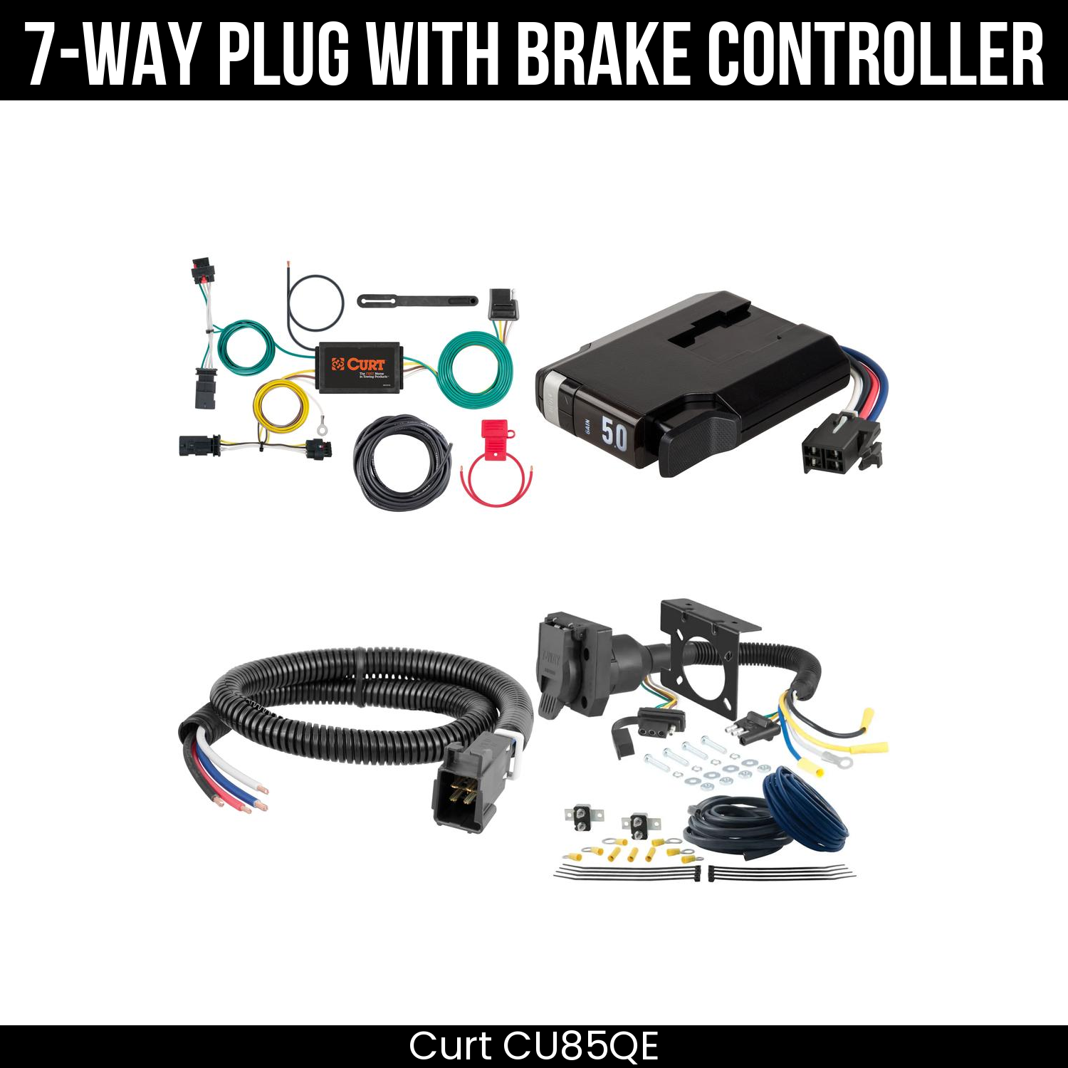 Trailer Wiring 7-Way Plug w/ Bracket , TriFlex NEXT Brake Control