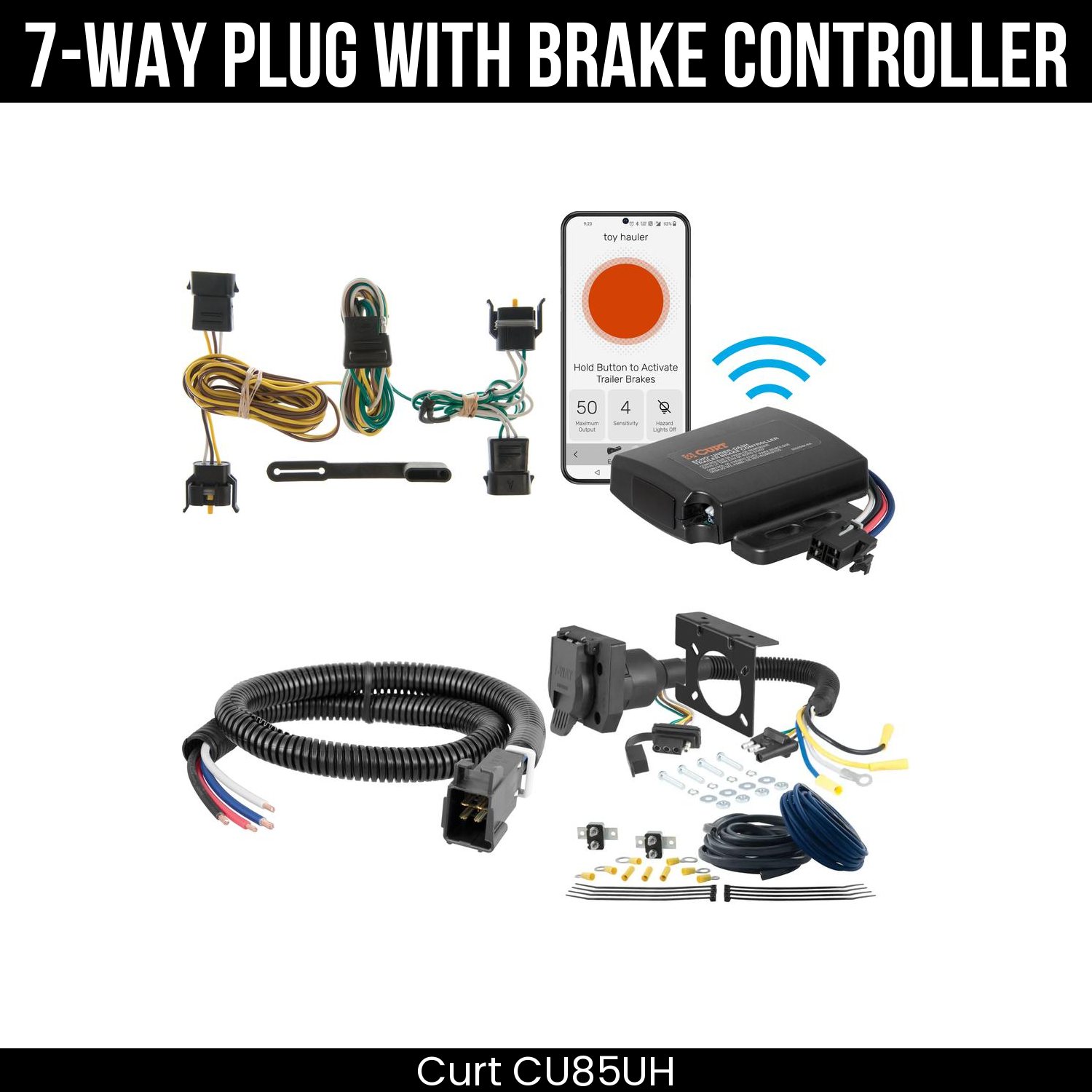 Trailer Wiring 7-Way Plug w/ Bracket , Echo Under-Dash Brake Control