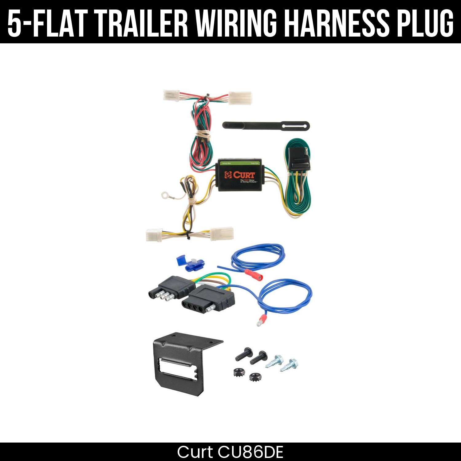 Trailer Wiring 5-Flat Plug w/ Bracket