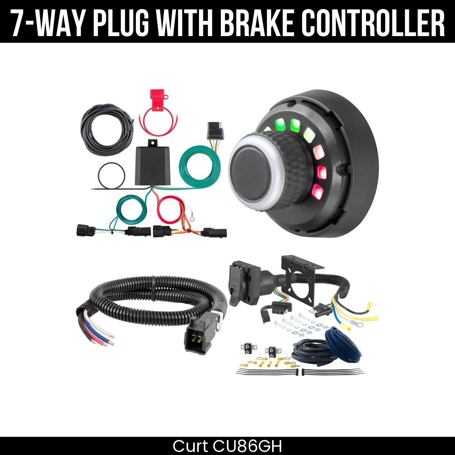 Trailer Wiring 7-Way Plug w/ Bracket , Spectrum Brake Control