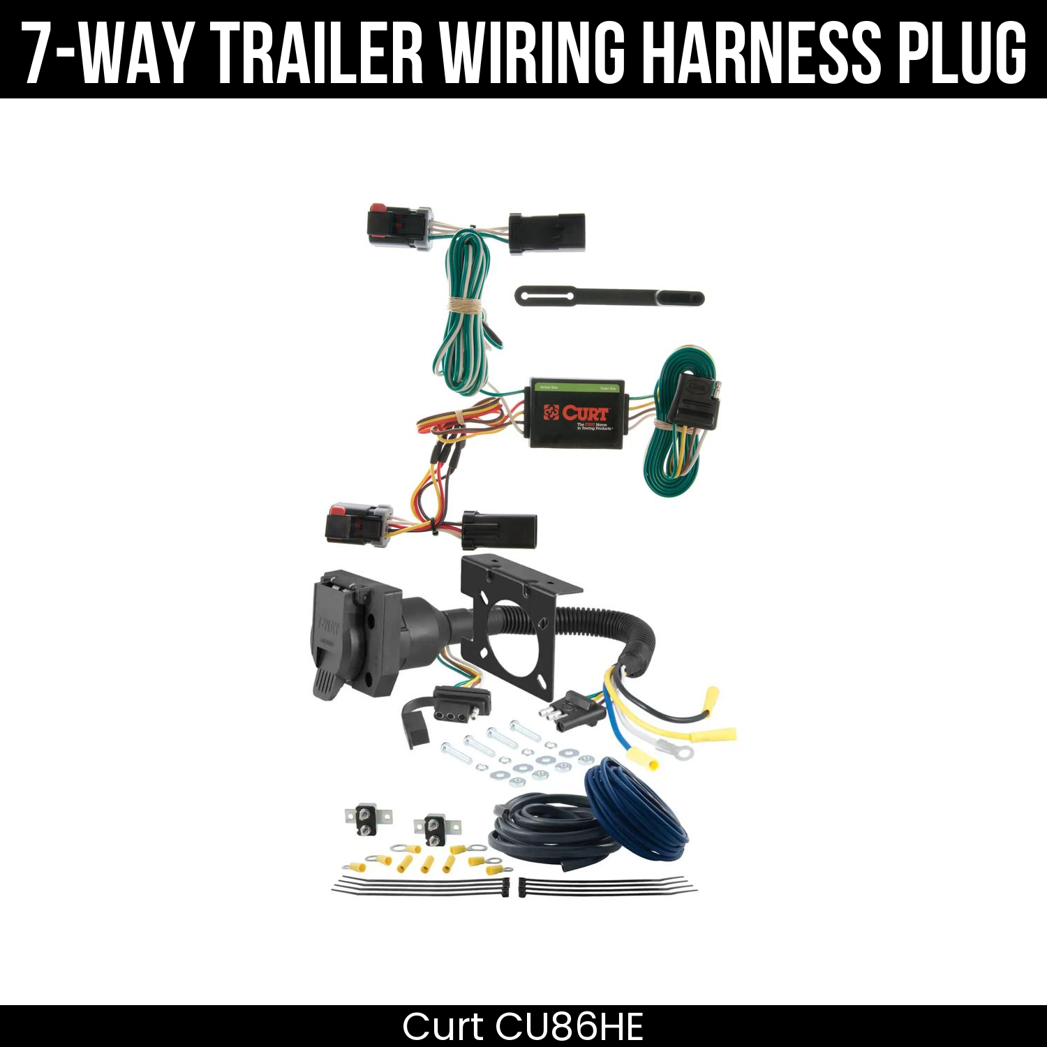 Trailer Wiring 7-Way Plug w/ Bracket