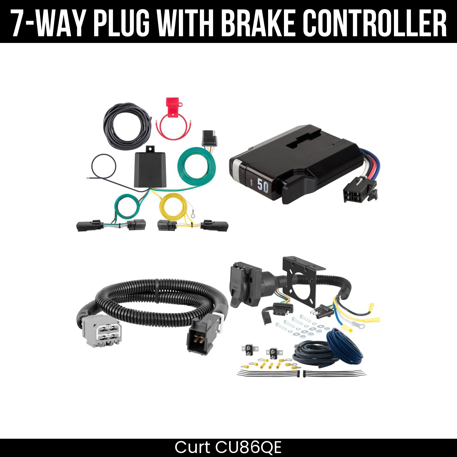 Trailer Wiring 7-Way Plug w/ Bracket , TriFlex NEXT Brake Control