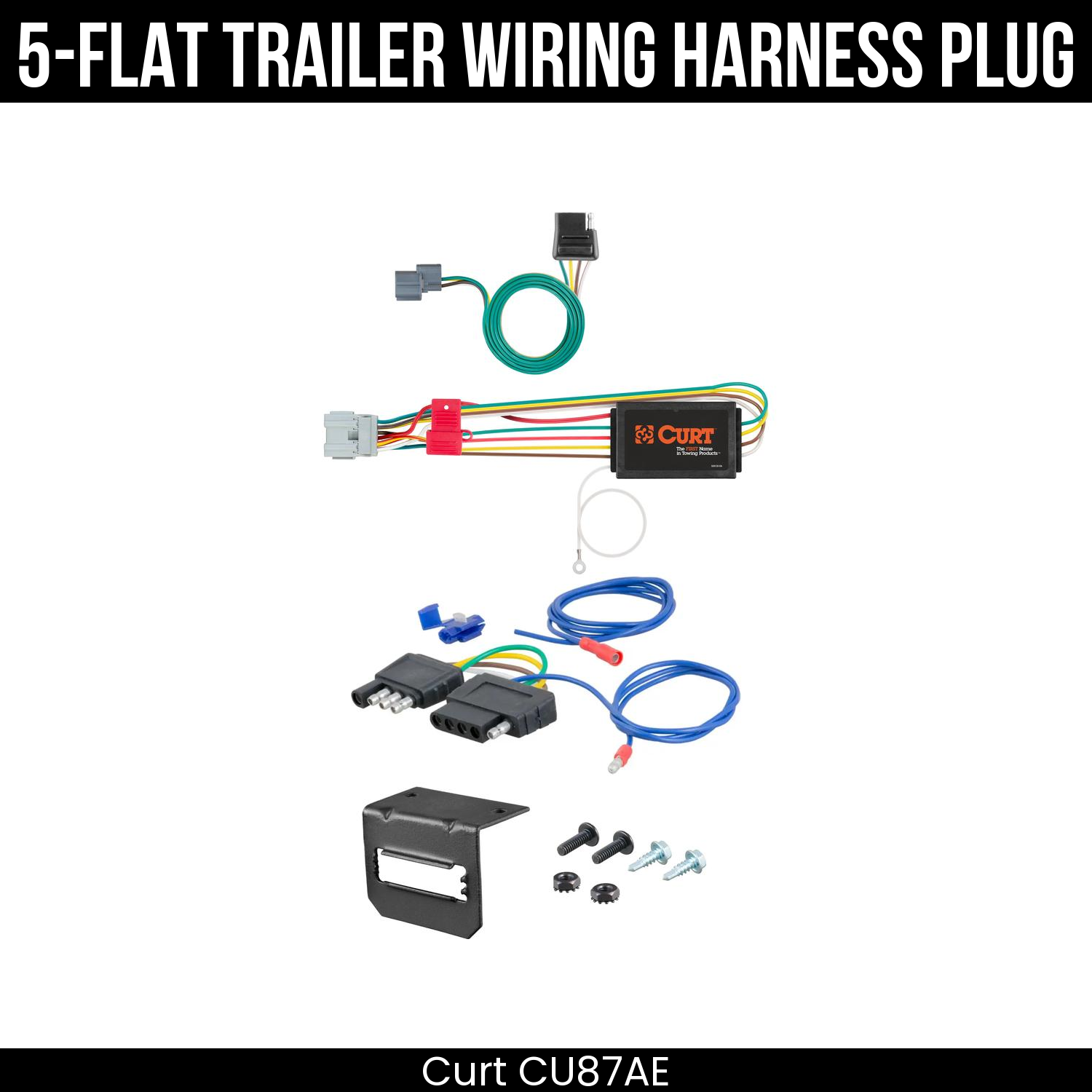 Trailer Wiring 5-Flat Plug w/ Bracket