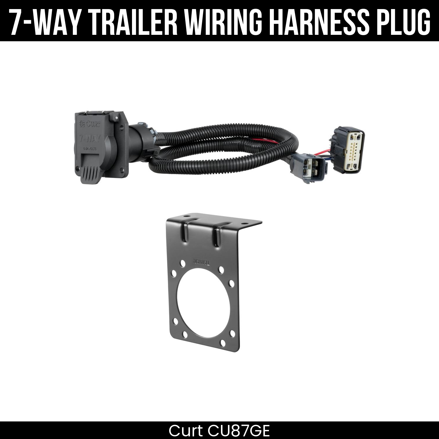 Trailer Wiring 7-Way Plug w/ Bracket