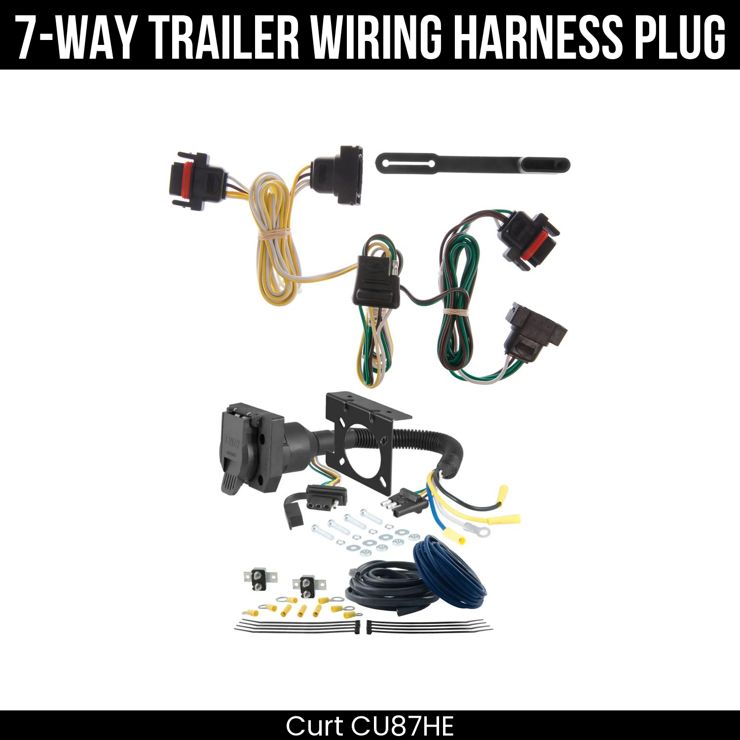Trailer Wiring 7-Way Plug w/ Bracket