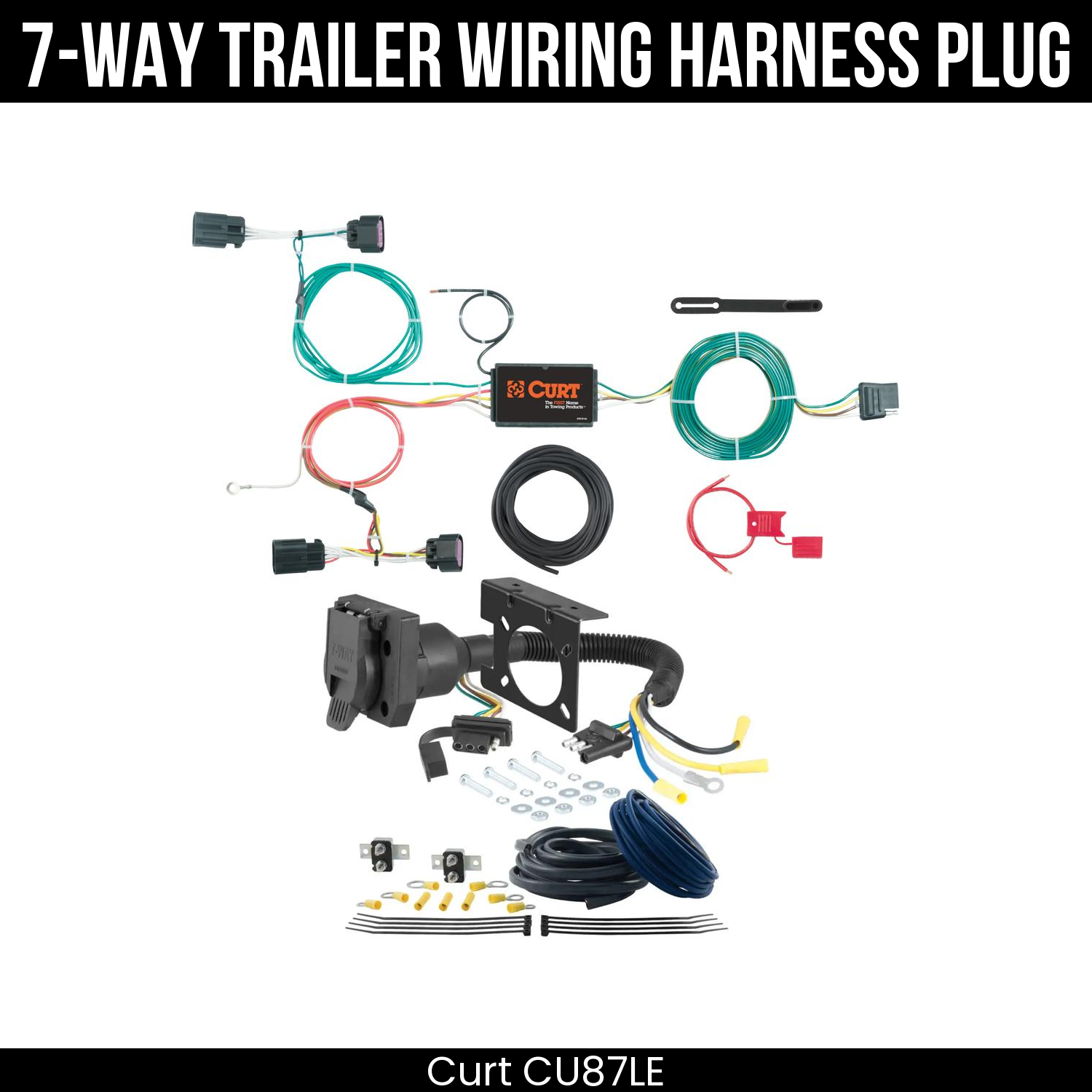 Trailer Wiring 7-Way Plug w/ Bracket