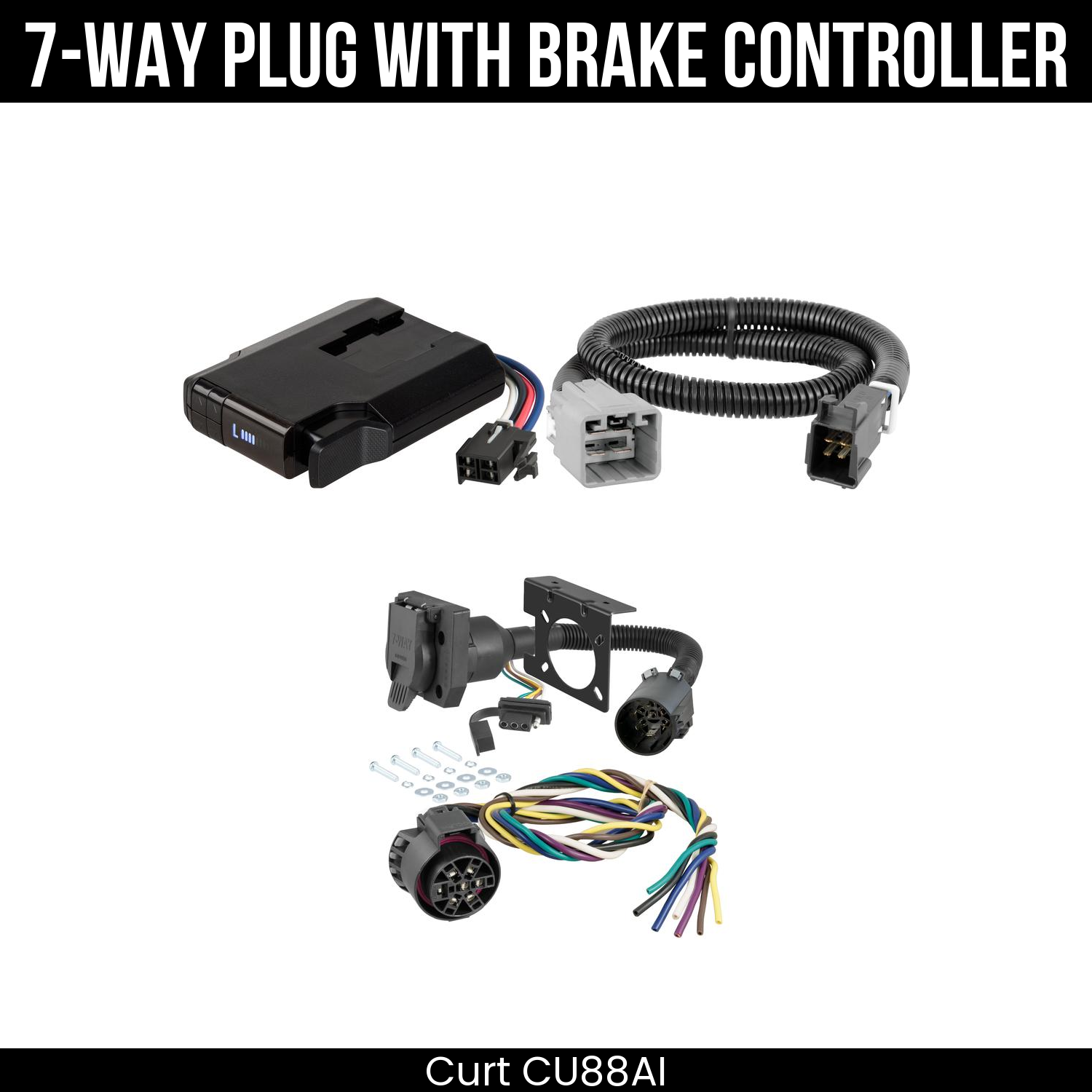 Trailer Wiring 7-Way Plug w/ Bracket , Venturer Brake Control