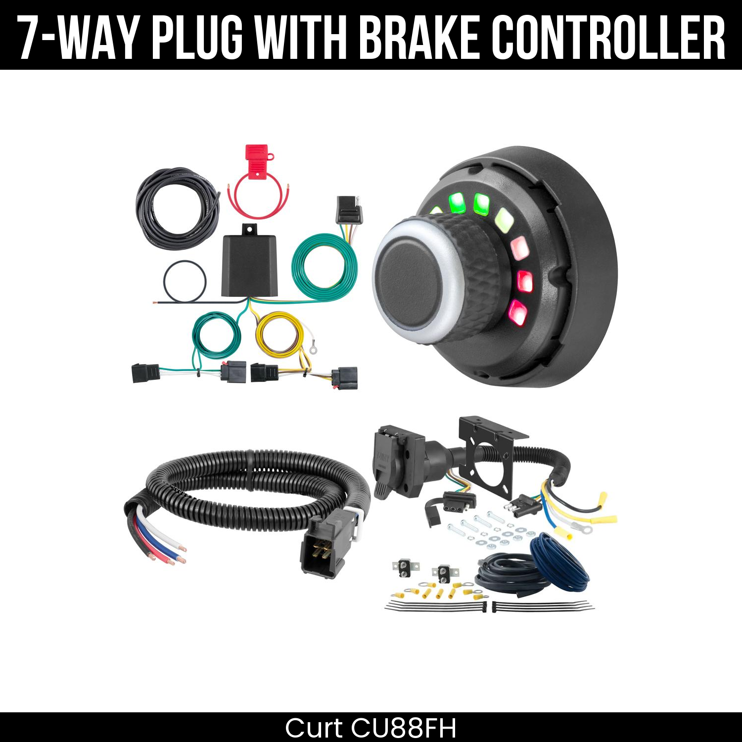 Trailer Wiring 7-Way Plug w/ Bracket , Spectrum Brake Control