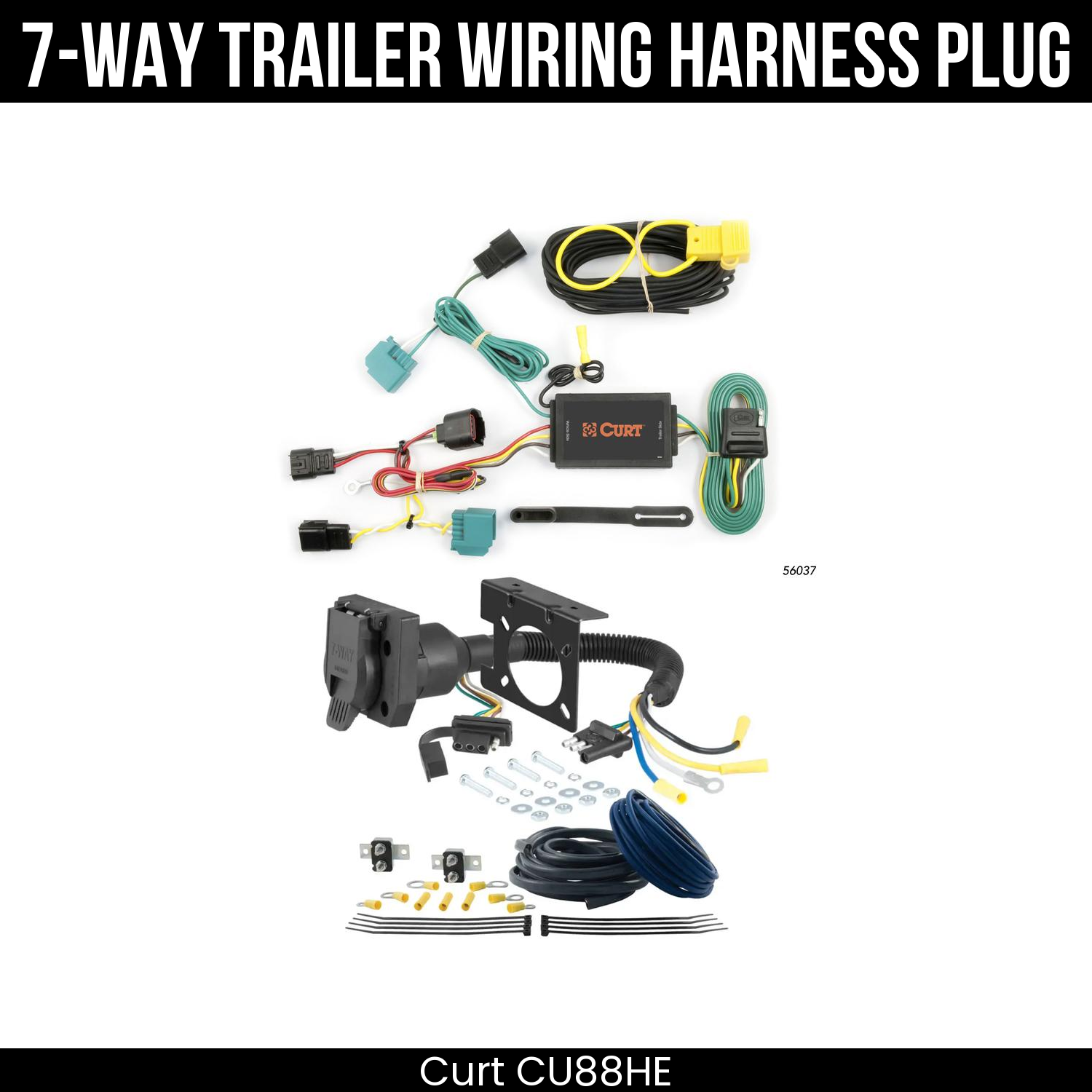 Trailer Wiring 7-Way Plug w/ Bracket