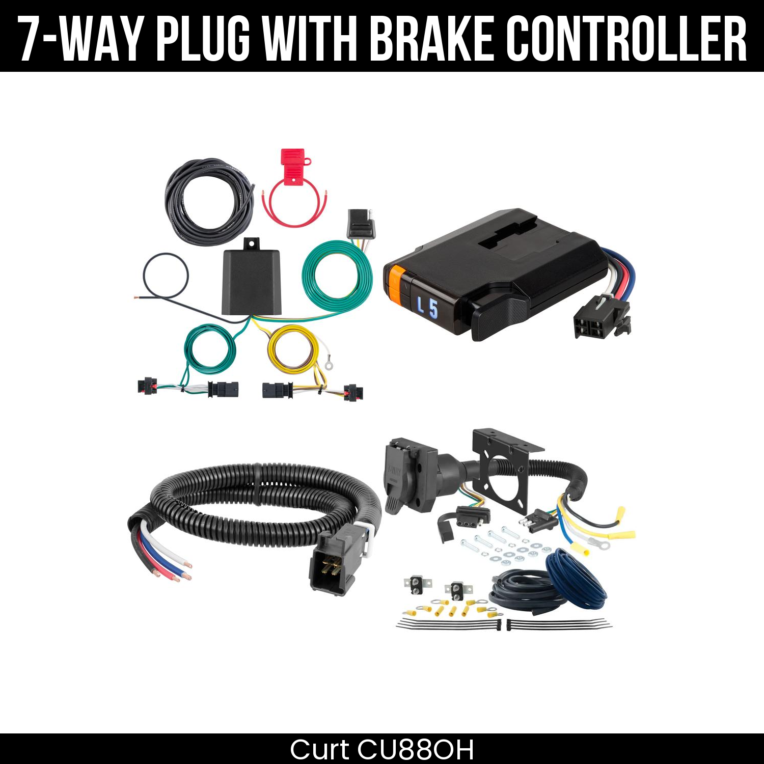 Trailer Wiring 7-Way Plug w/ Bracket , Discovery Next Brake Control