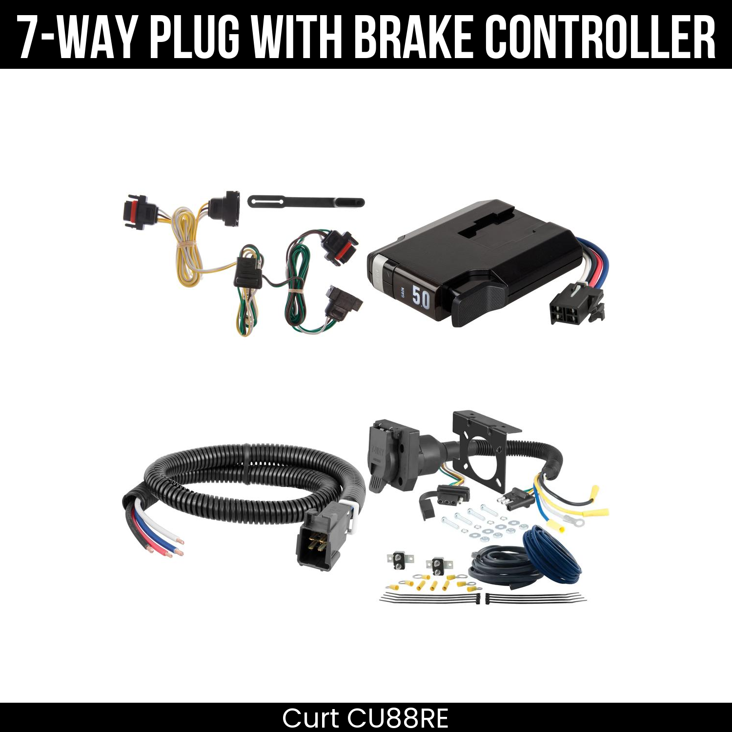 Trailer Wiring 7-Way Plug w/ Bracket , TriFlex NEXT Brake Control