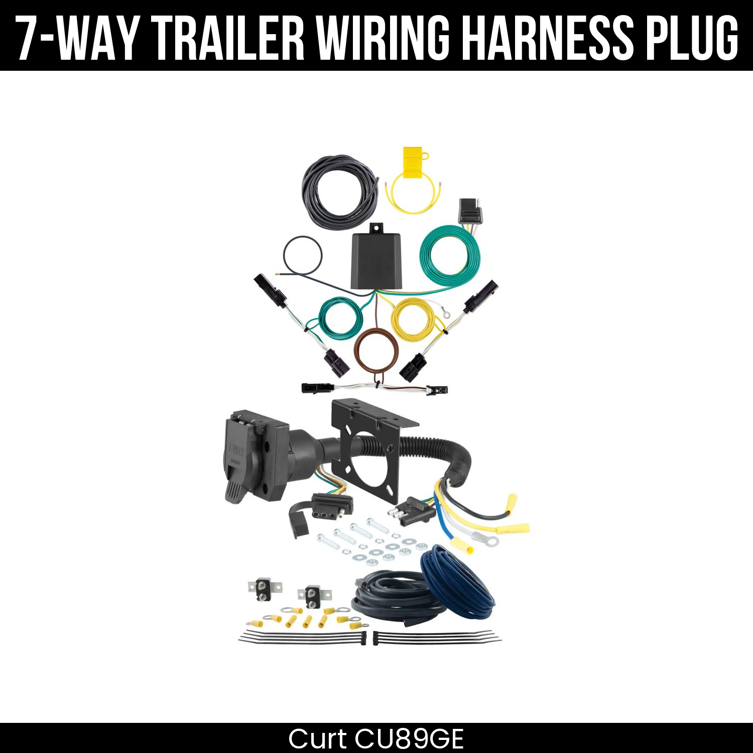 Trailer Wiring 7-Way Plug w/ Bracket