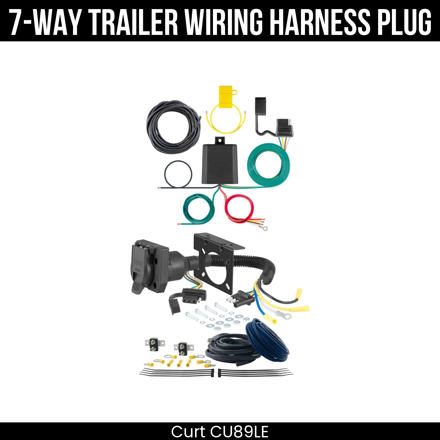 Trailer Wiring 7-Way Plug w/ Bracket