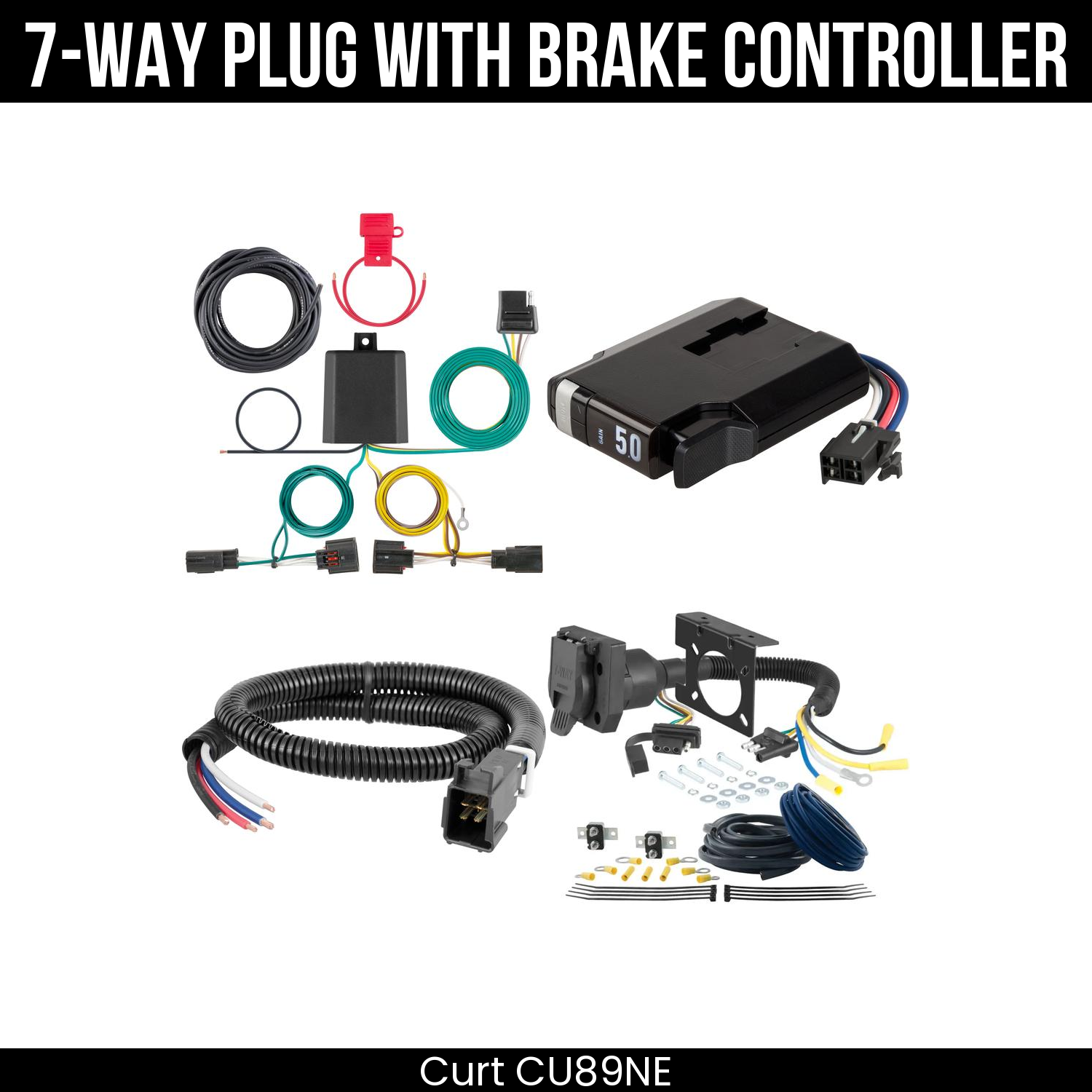 Trailer Wiring 7-Way Plug w/ Bracket , TriFlex NEXT Brake Control
